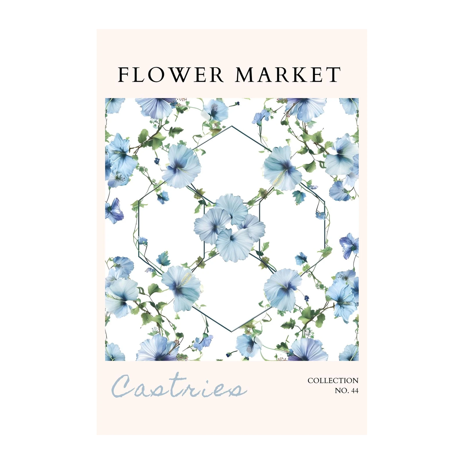 Serene Blue Hibiscus Floral Wall Art