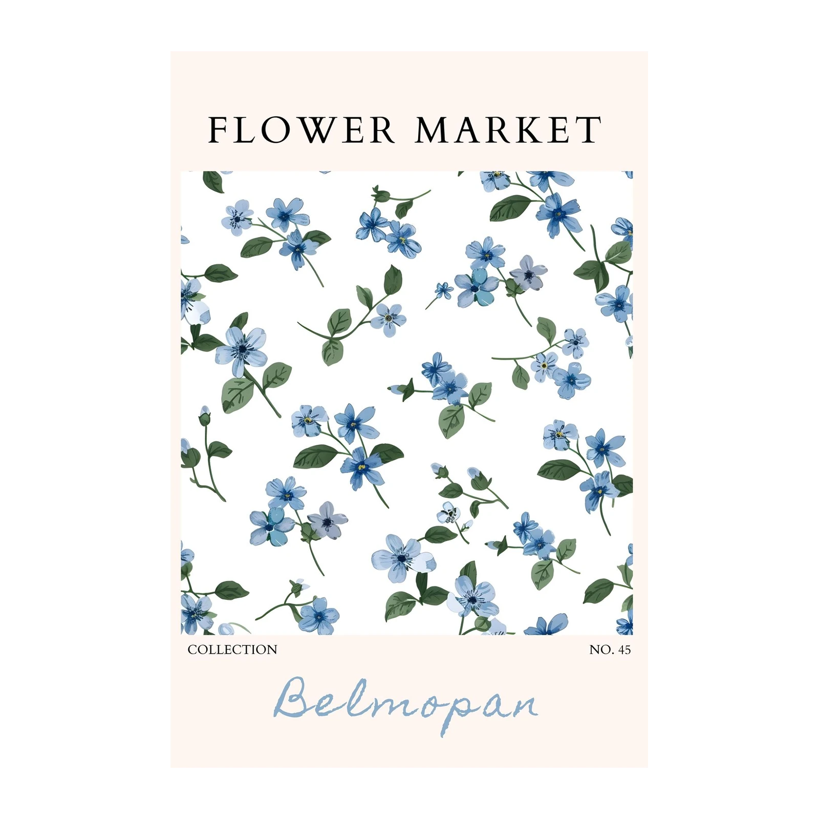 Delicate Blue Floral 'Belmopan' Wall Art