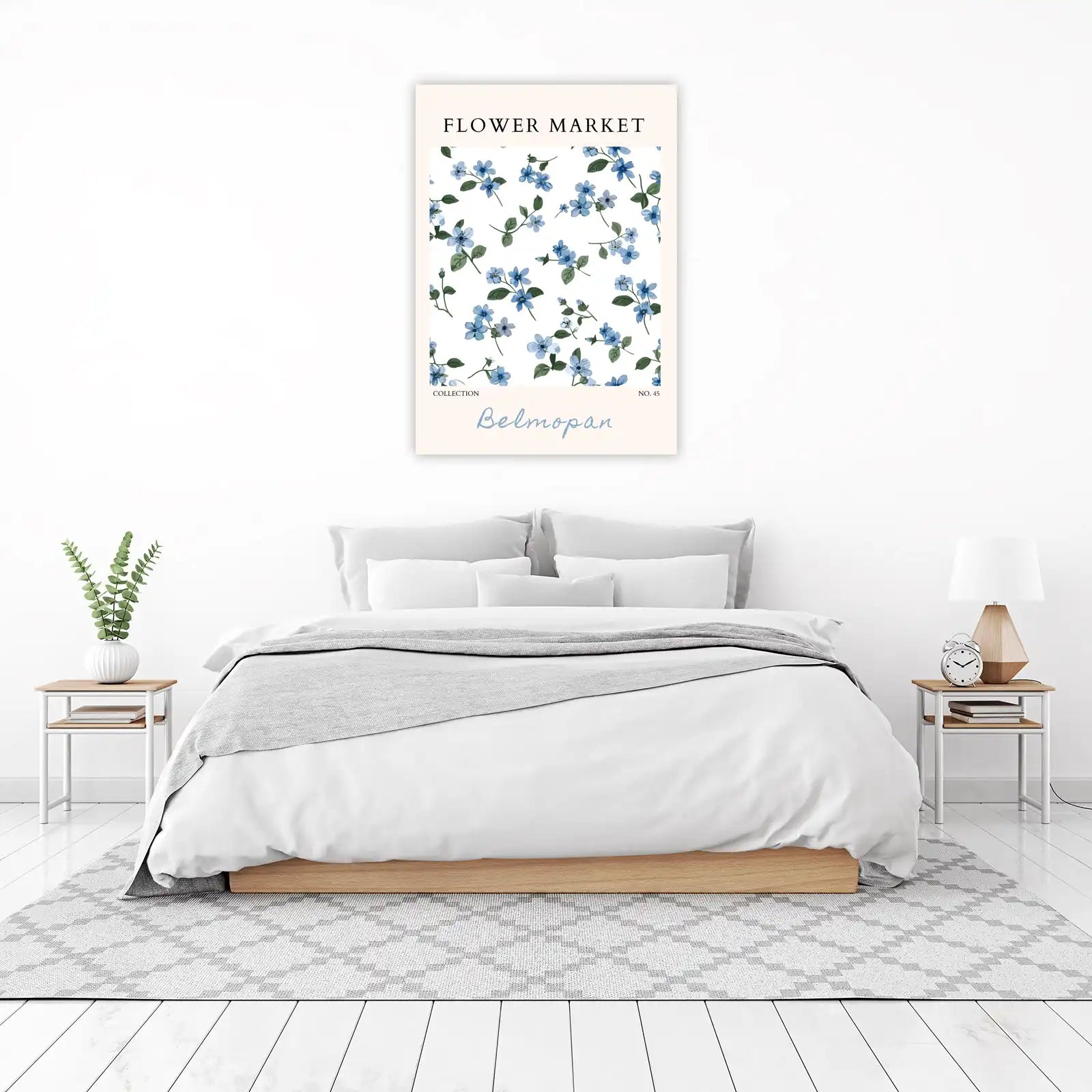 Delicate Blue Floral 'Belmopan' Wall Art