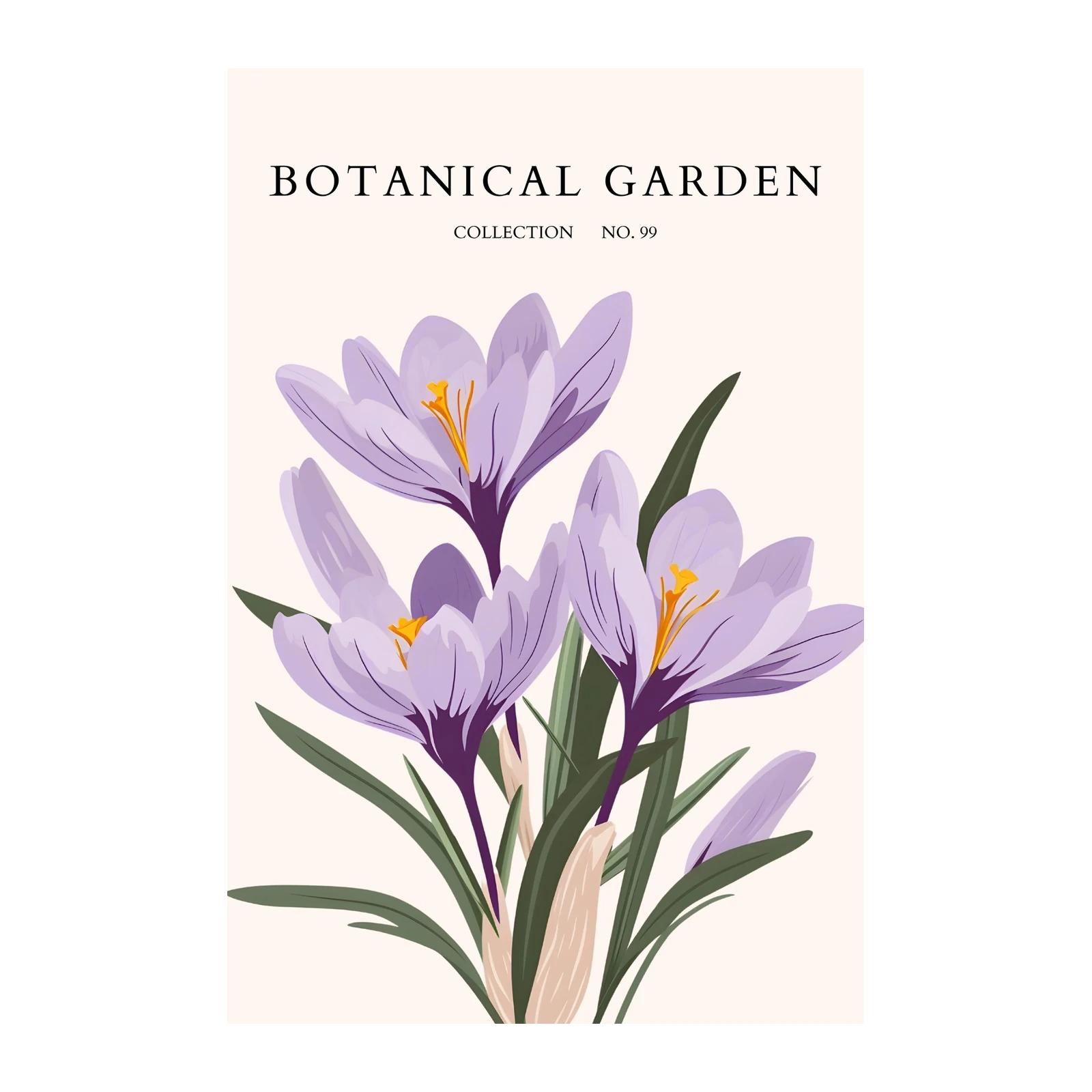Elegant Purple Crocus Botanical Garden Wall Art