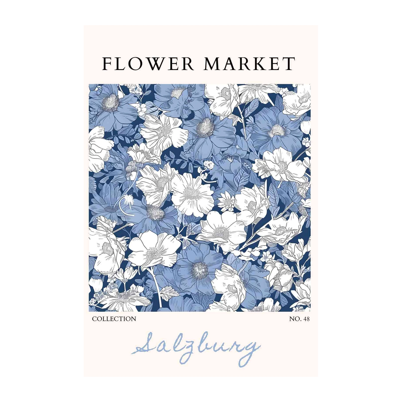 Blue Floral Market "Salzburg" Wall Art