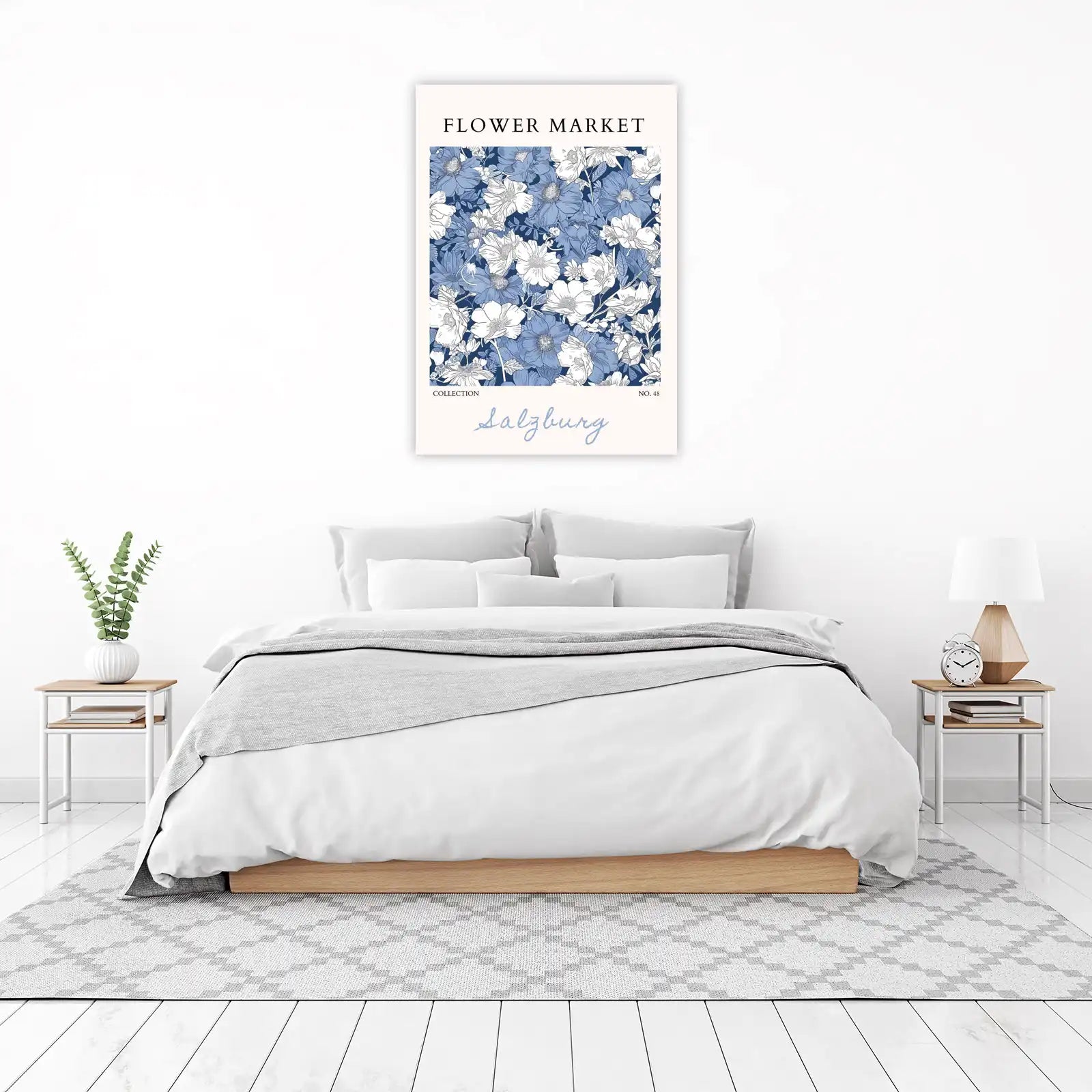 Blue Floral Market "Salzburg" Wall Art