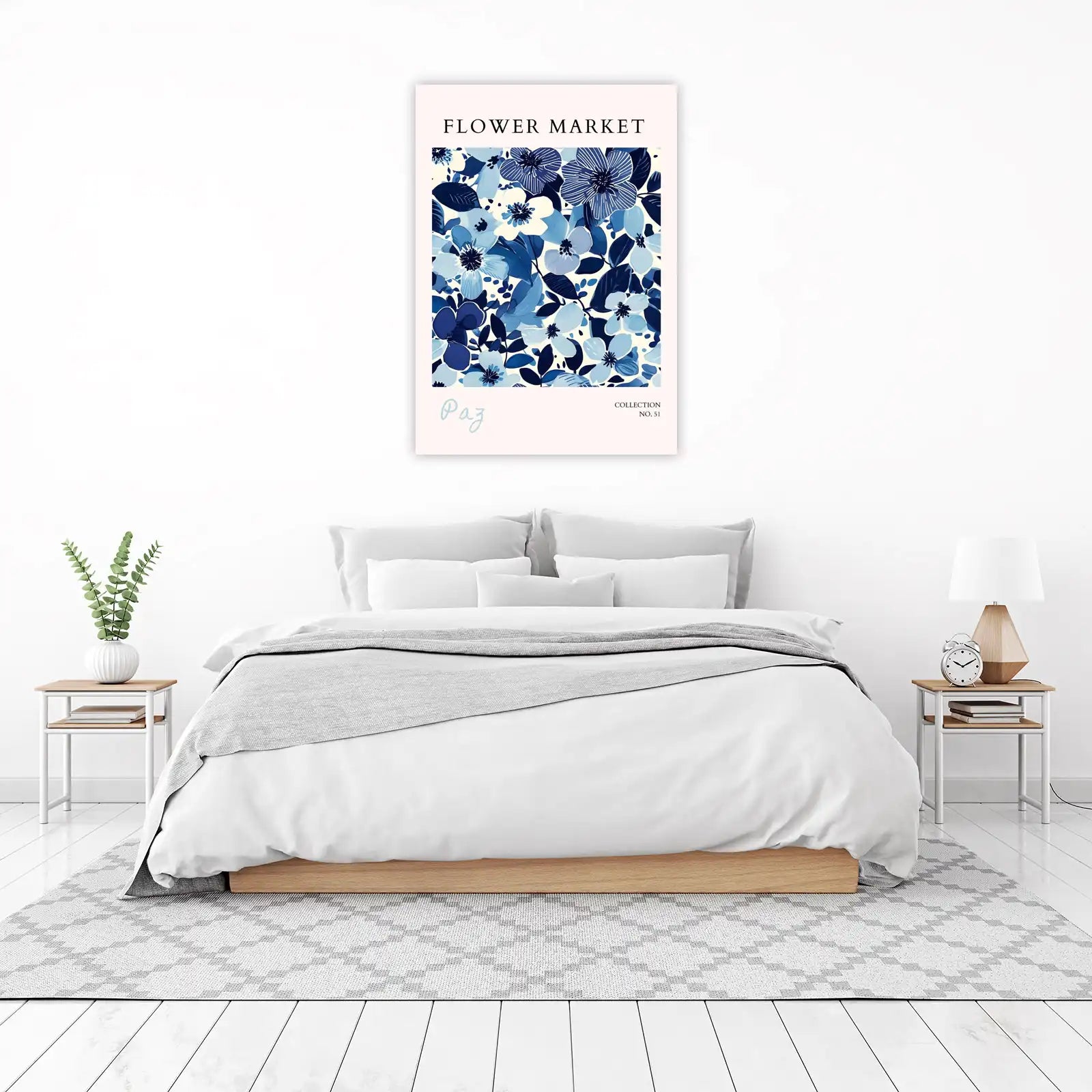 Vibrant Blue Floral Market Wall Art