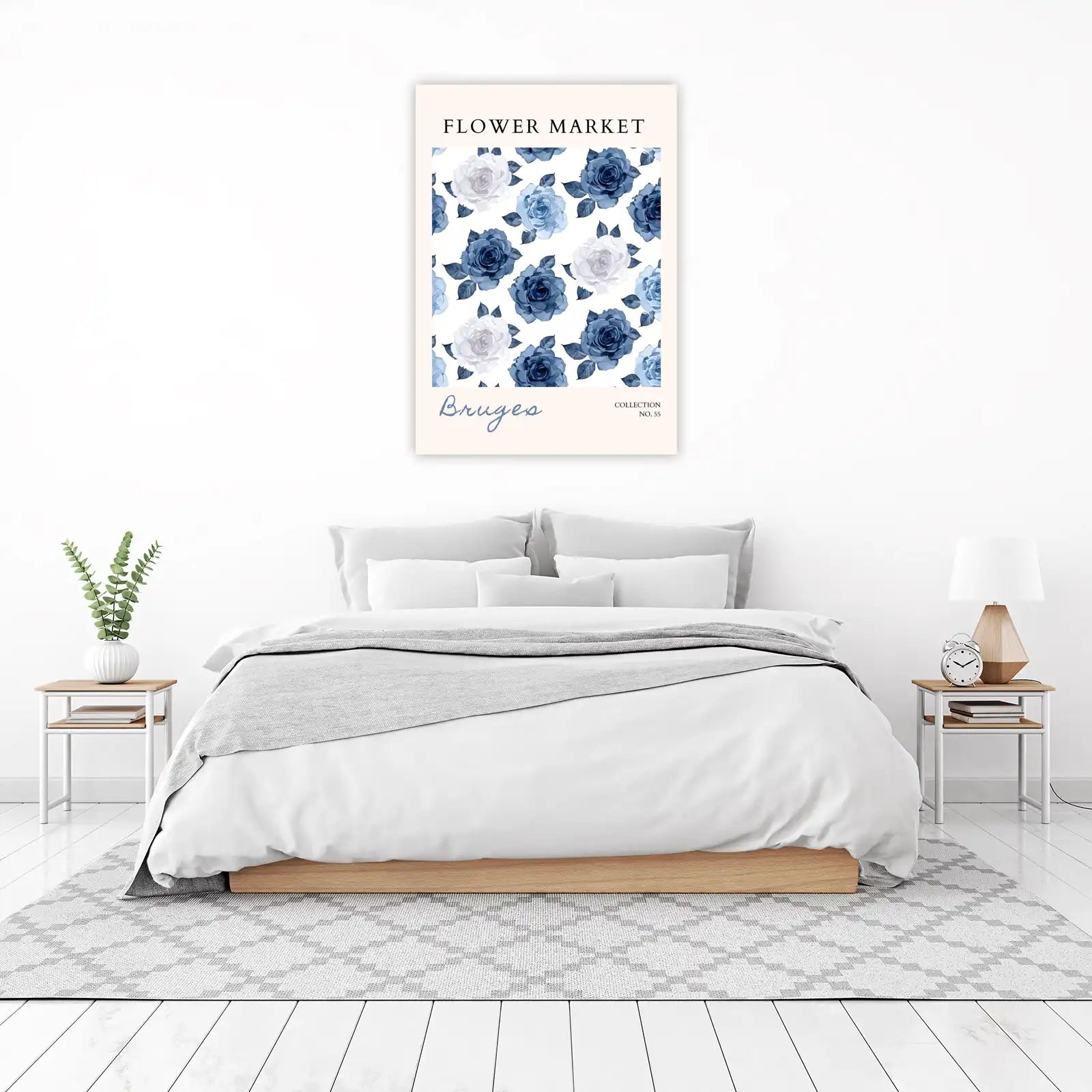 Bruges Floral Blue Rose Wall Art