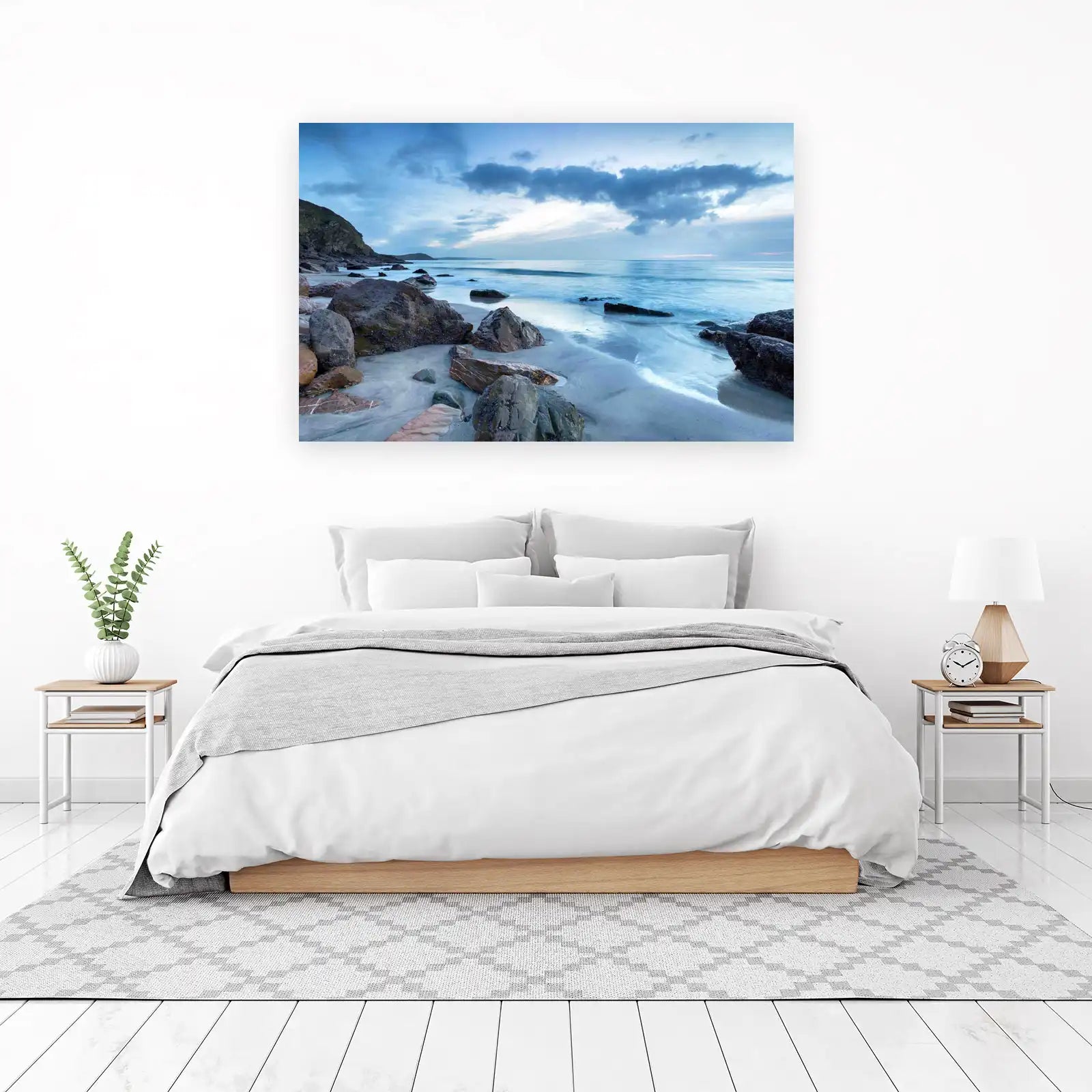 Serene Coastal Calm Beach Rocks Wall Art