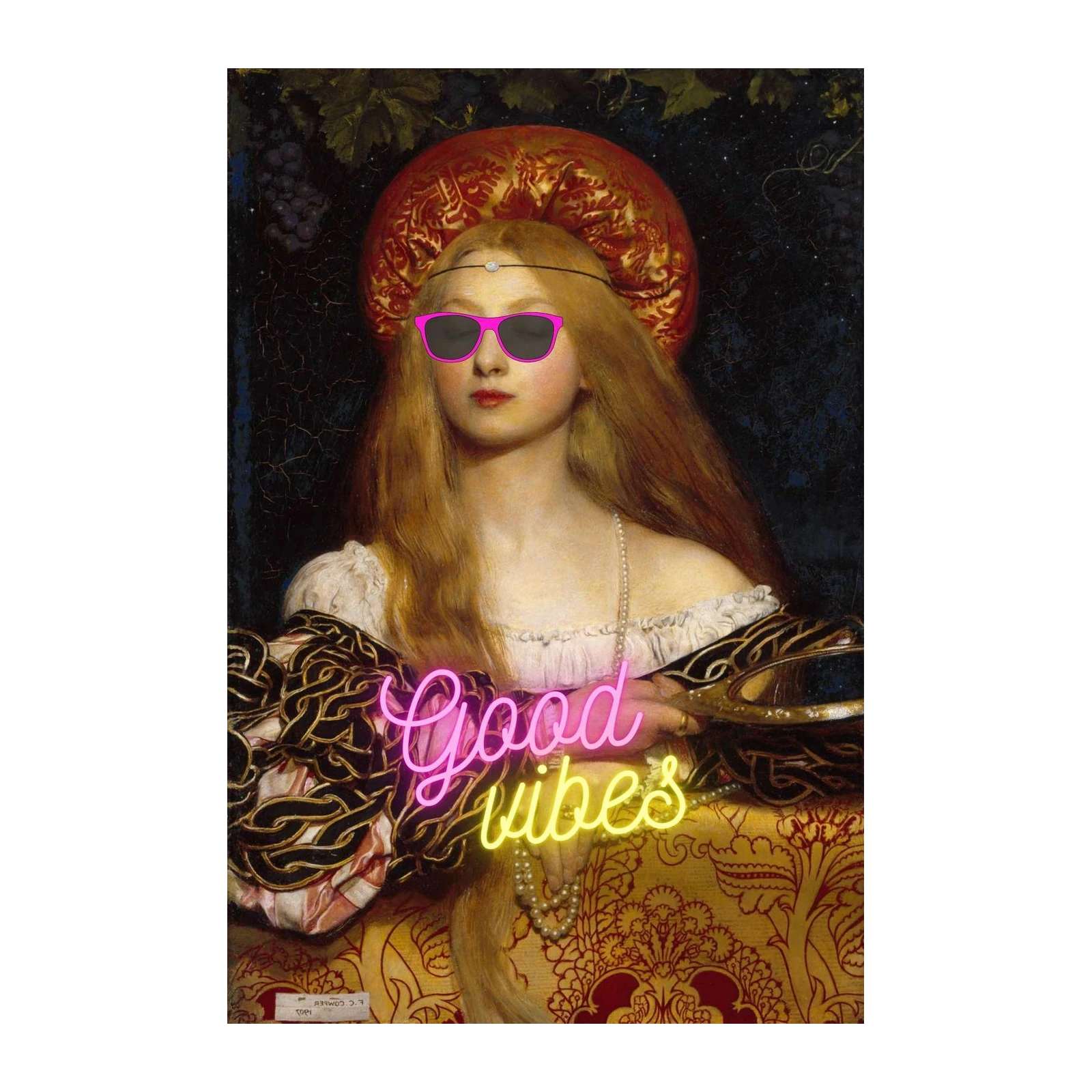 Retro 'Good Vibes' Portrait Wall Art