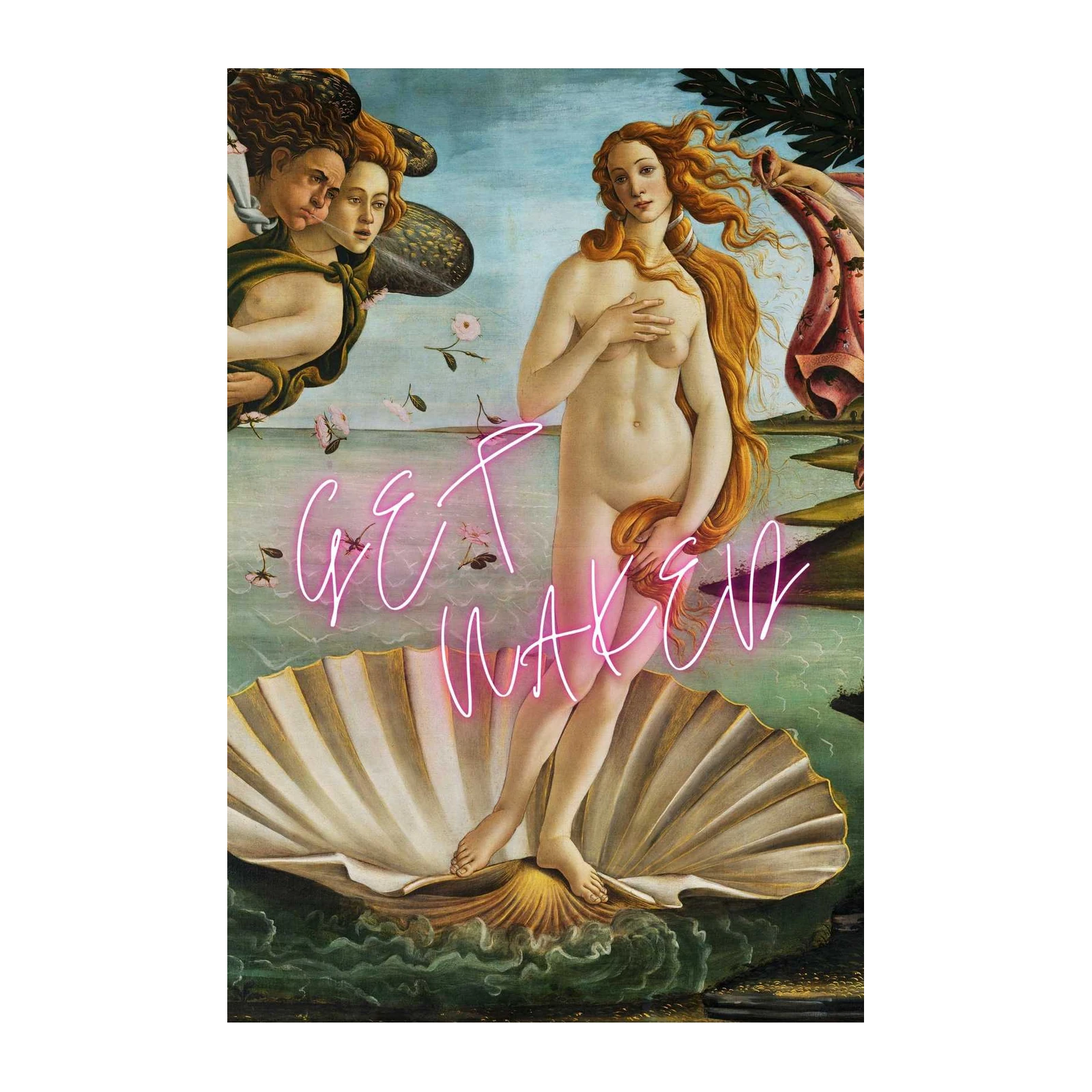 Renaissance Venus Neon "Get Woke" Wall Art