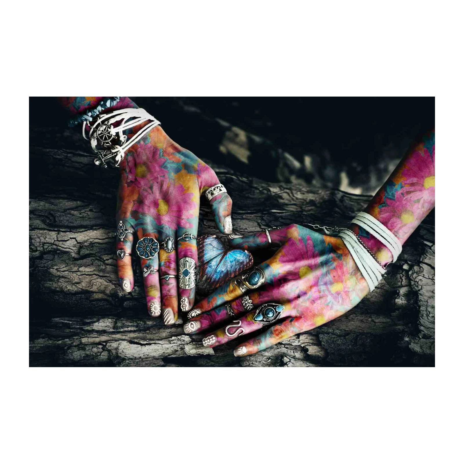 Bohemian Floral Tattoo Hands Wall Art