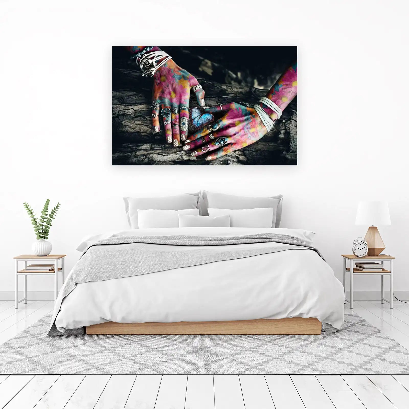 Bohemian Floral Tattoo Hands Wall Art