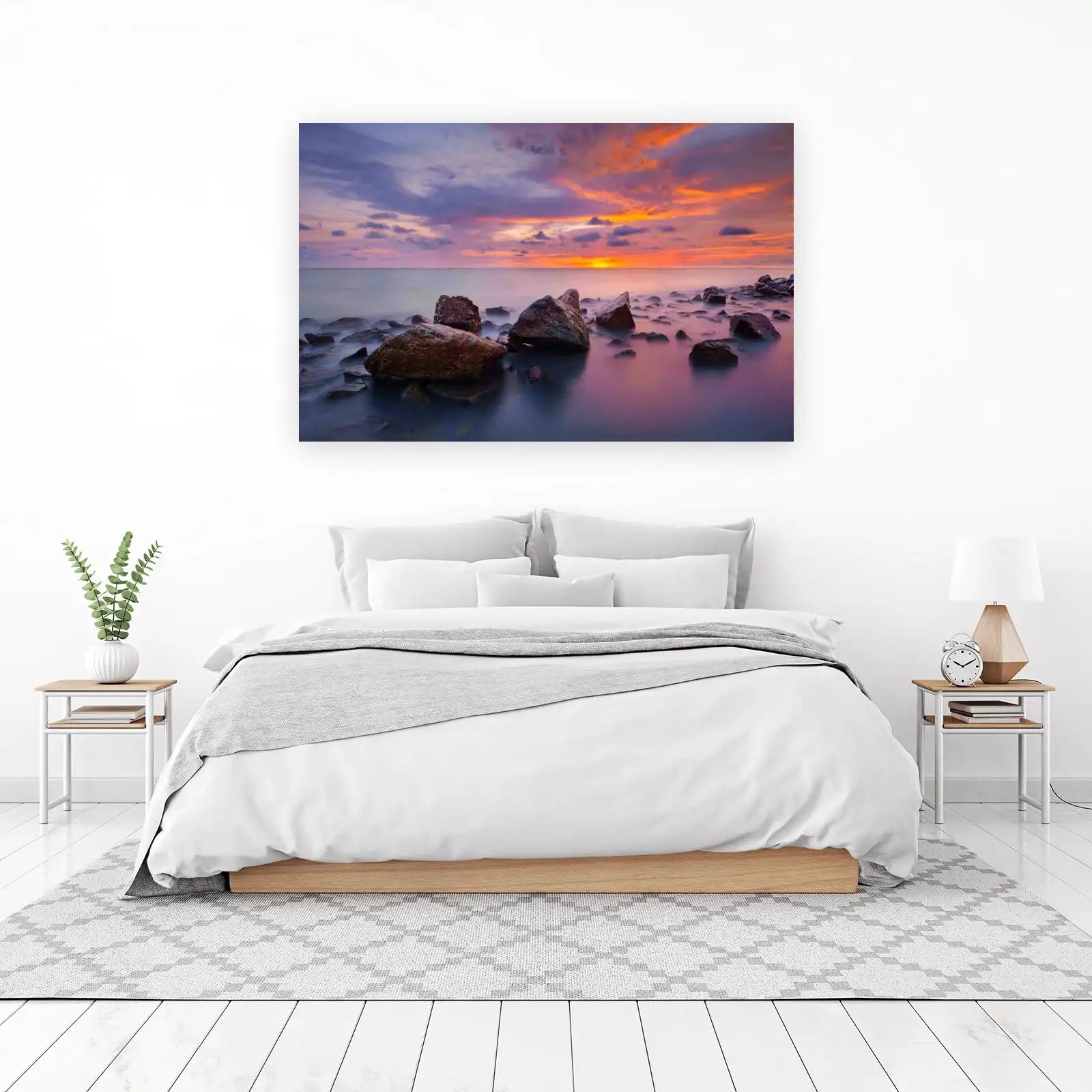 Ocean Sunset Rocks Wall Art