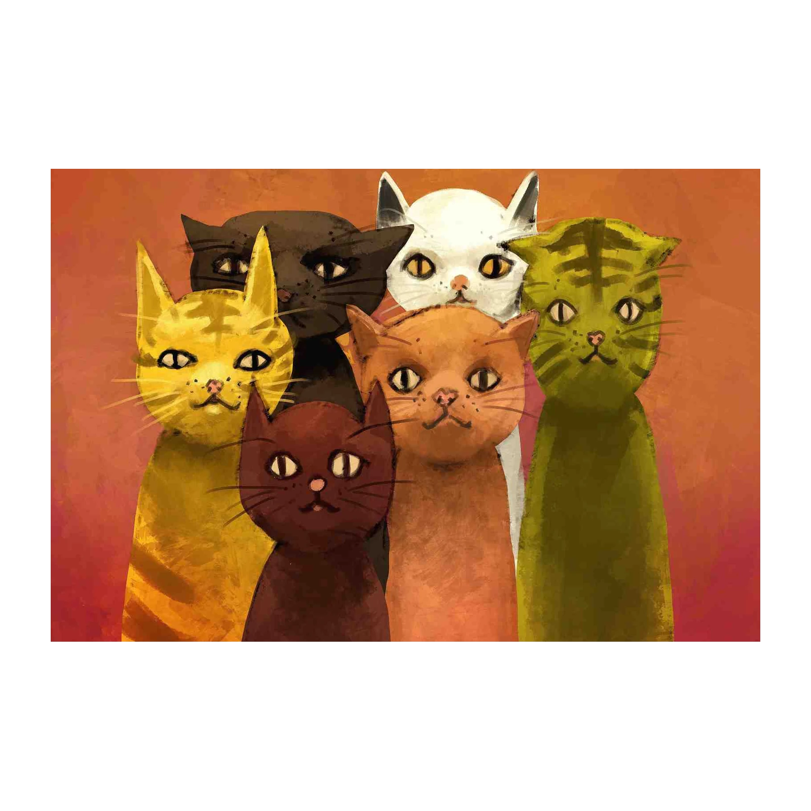 Whimsical Cat Crew Wall Art - Home Decor Art