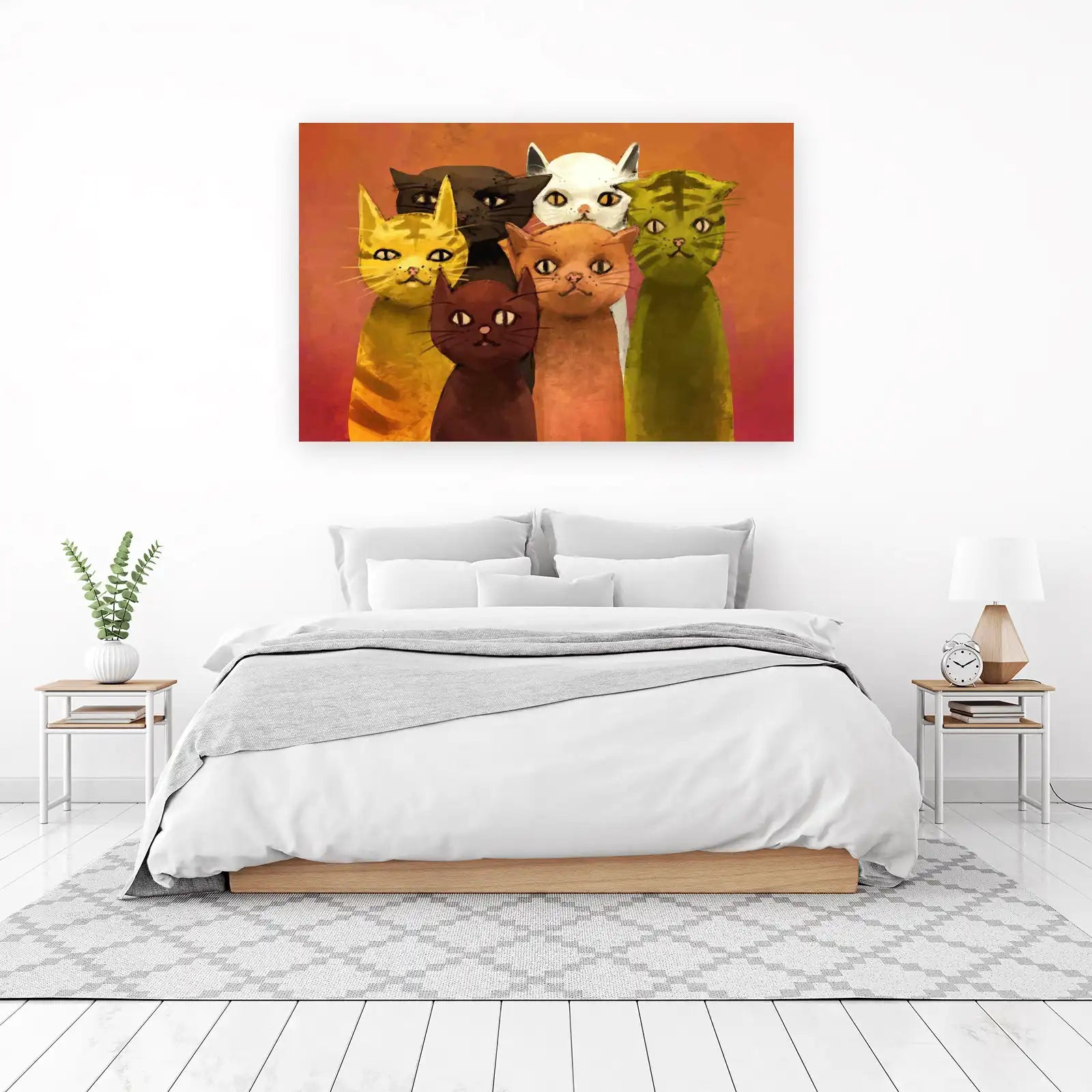 Whimsical Cat Crew Wall Art - Home Decor Art