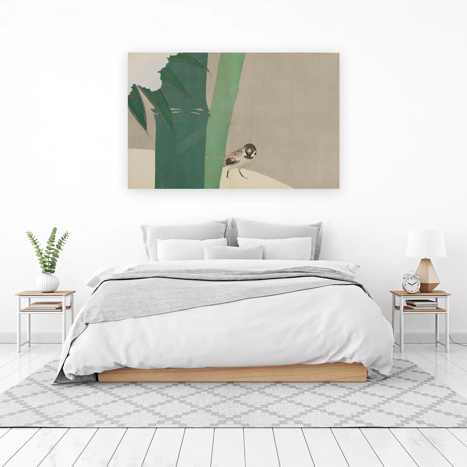 Serene Sparrow & Bamboo Wall Art