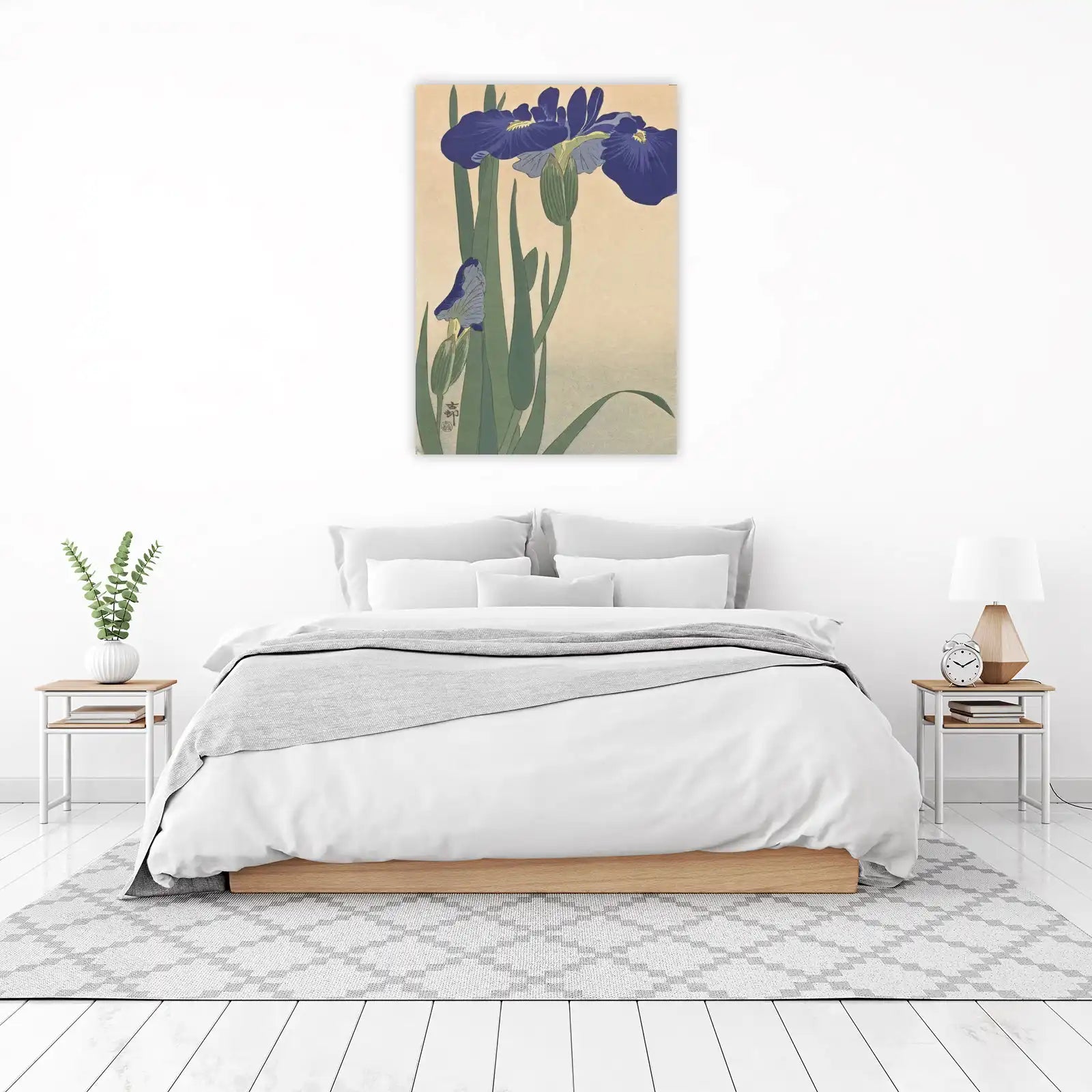Vibrant Purple Iris Floral Japanese Art Wall Art