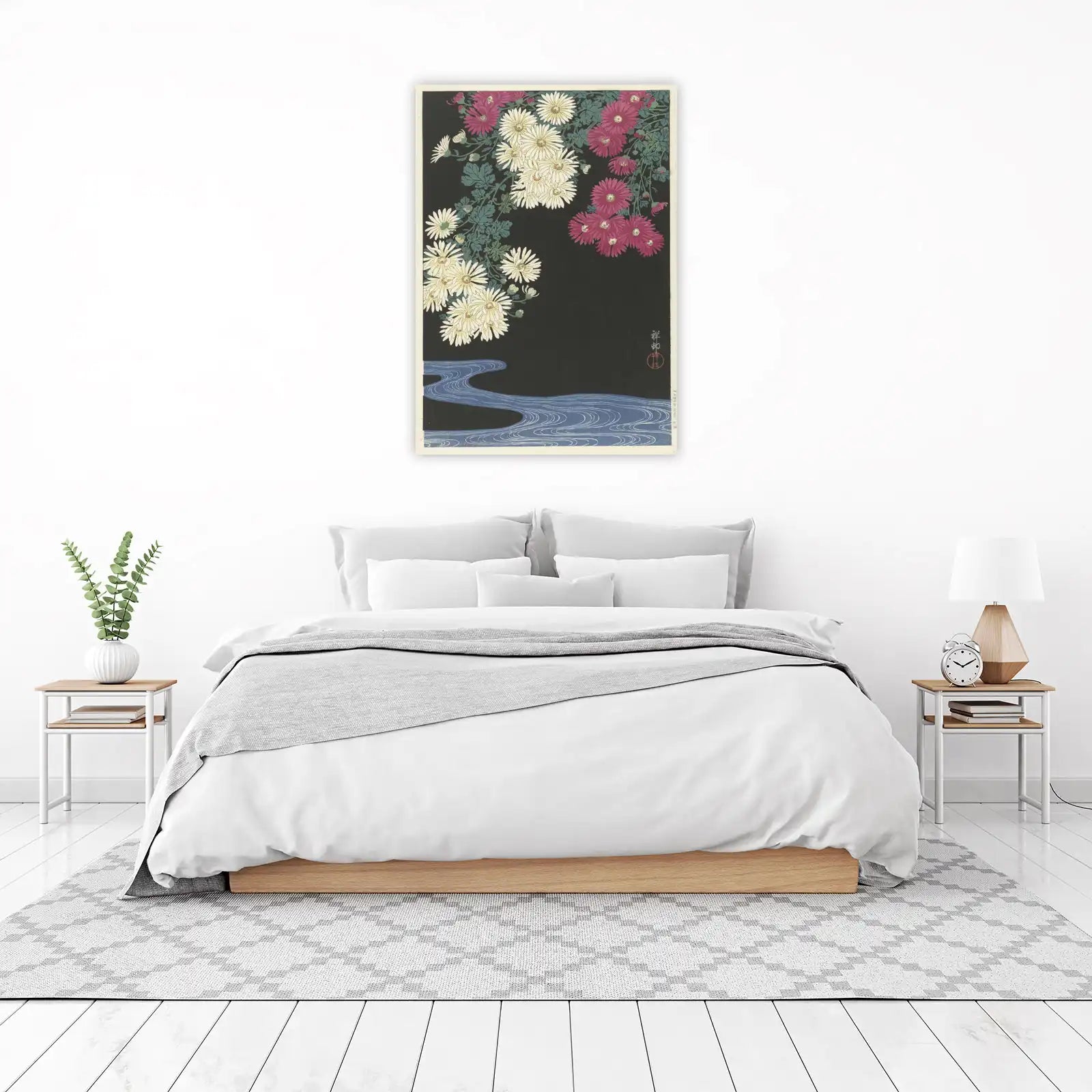Elegant Chrysanthemums & Water Wall Art