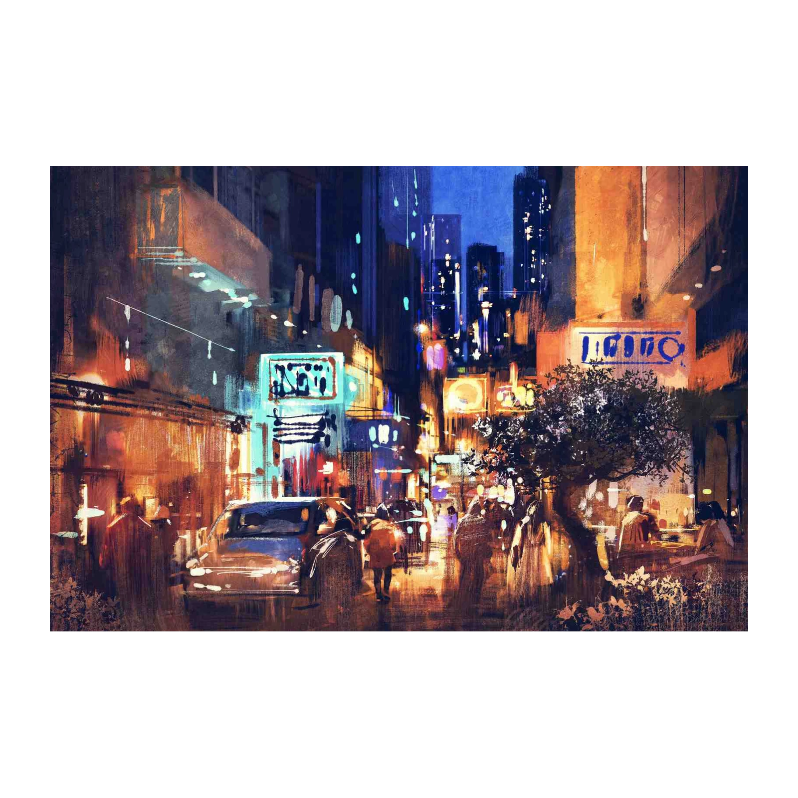 Vibrant City Nightscape Wall Art