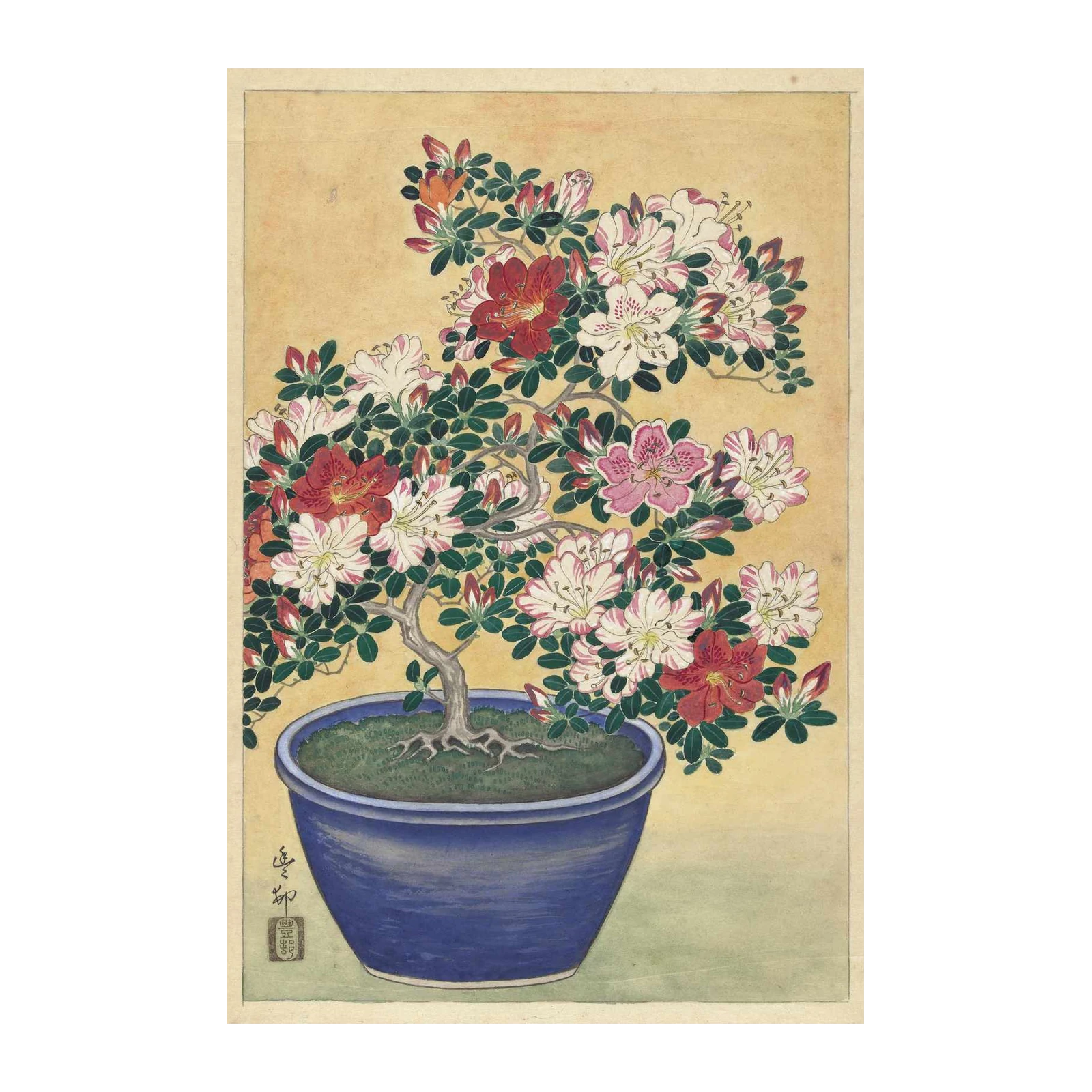 Vibrant Azalea Bonsai Art Wall Art
