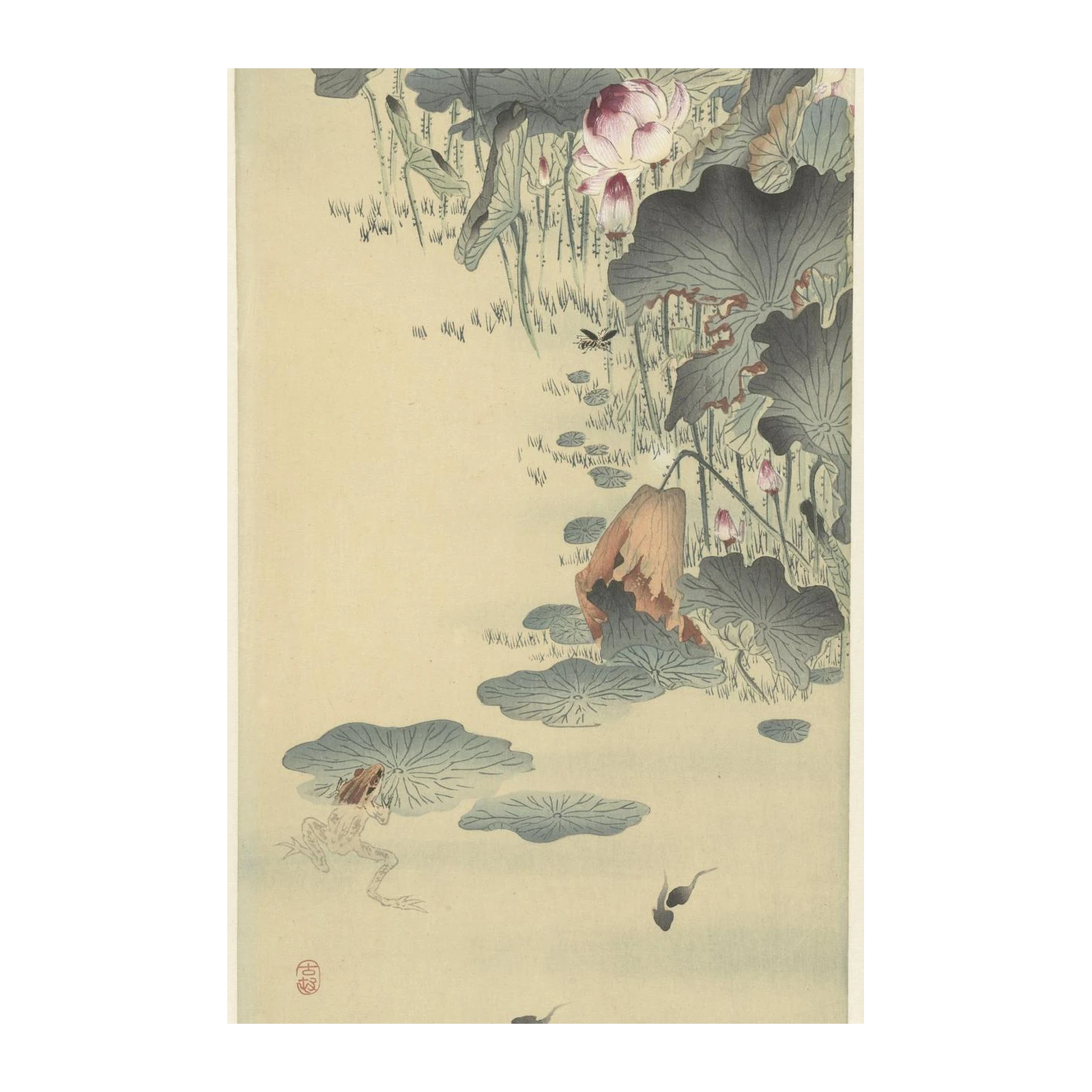 Tranquil Frog & Lotus Pond Wall Art