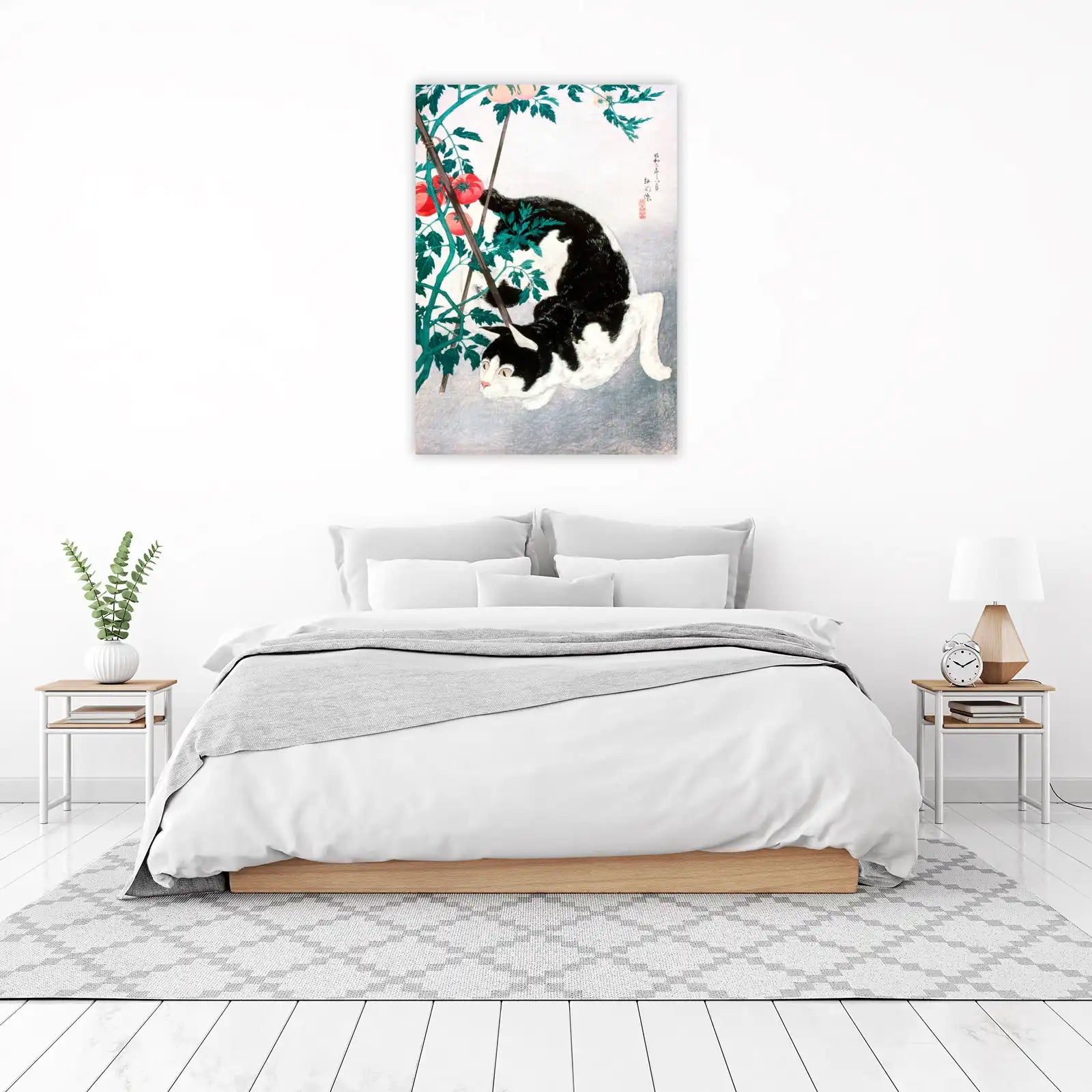 Playful Tuxedo Cat in Garden Wall Art