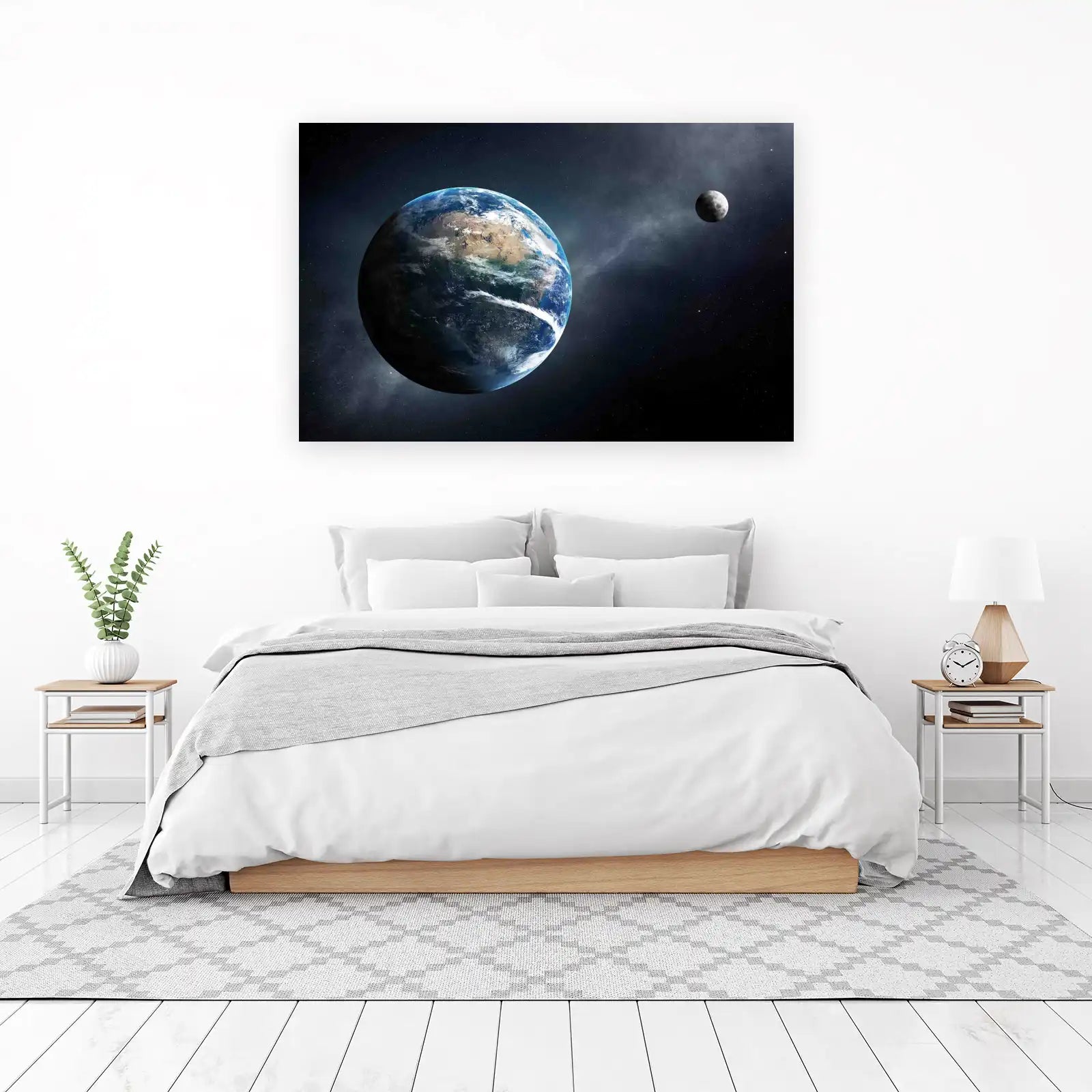 Stunning Earth & Moon Space Scene Wall Art