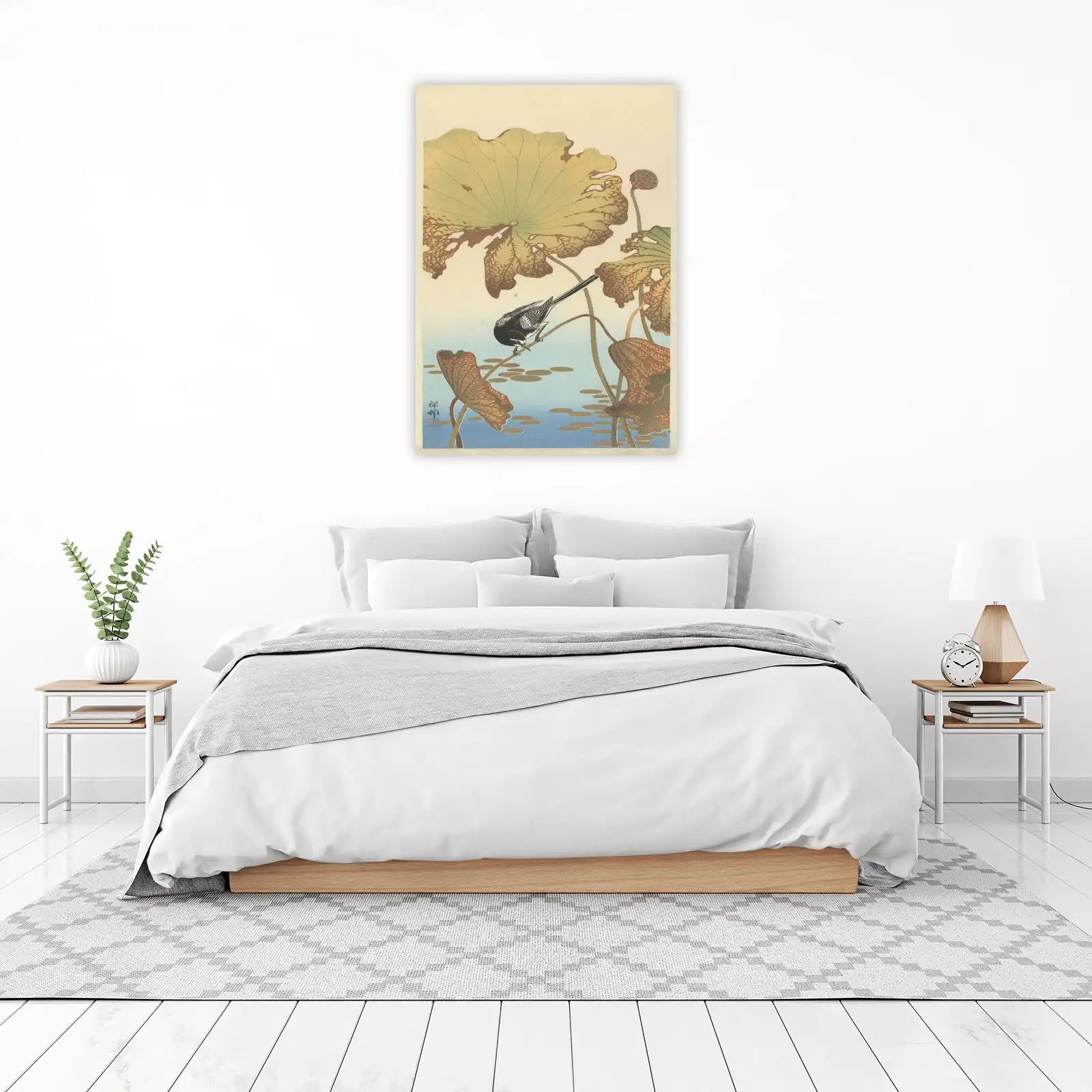 Zen Bird & Lotus Pond Wall Art