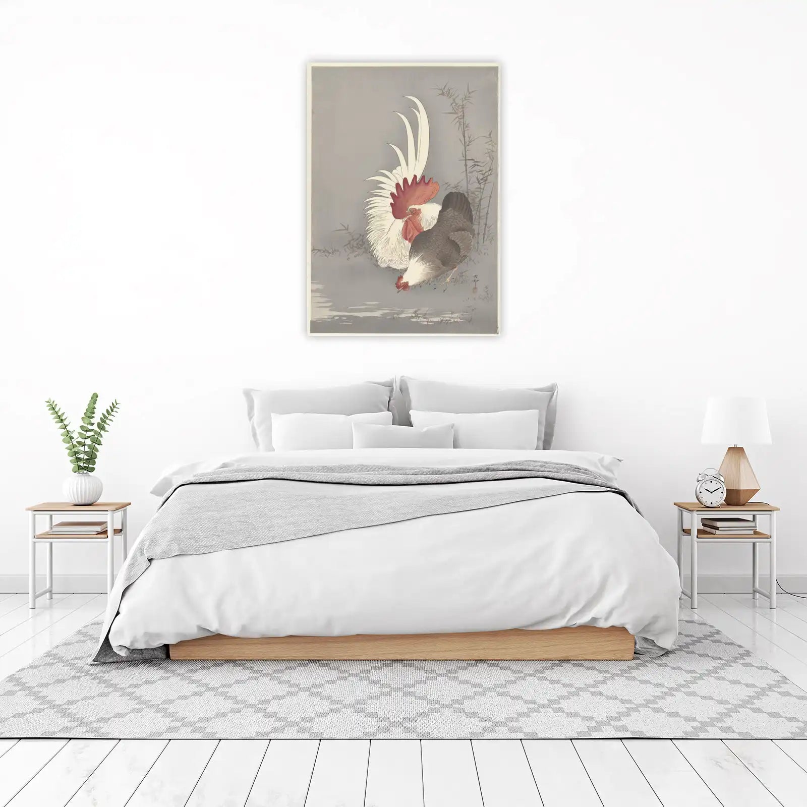Elegant Roosters & Bamboo Wall Art