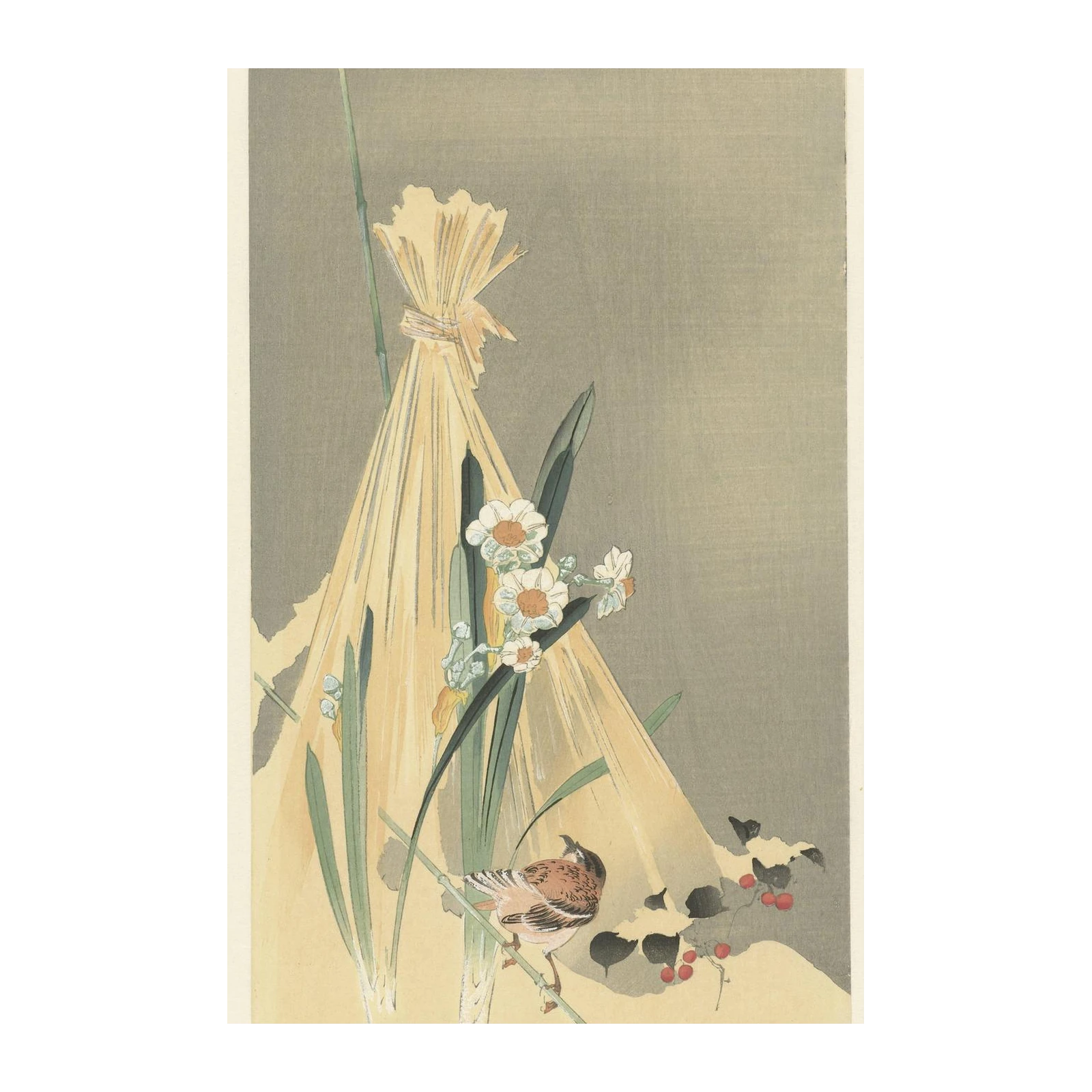 Serene Daffodils & Sparrow Wall Art
