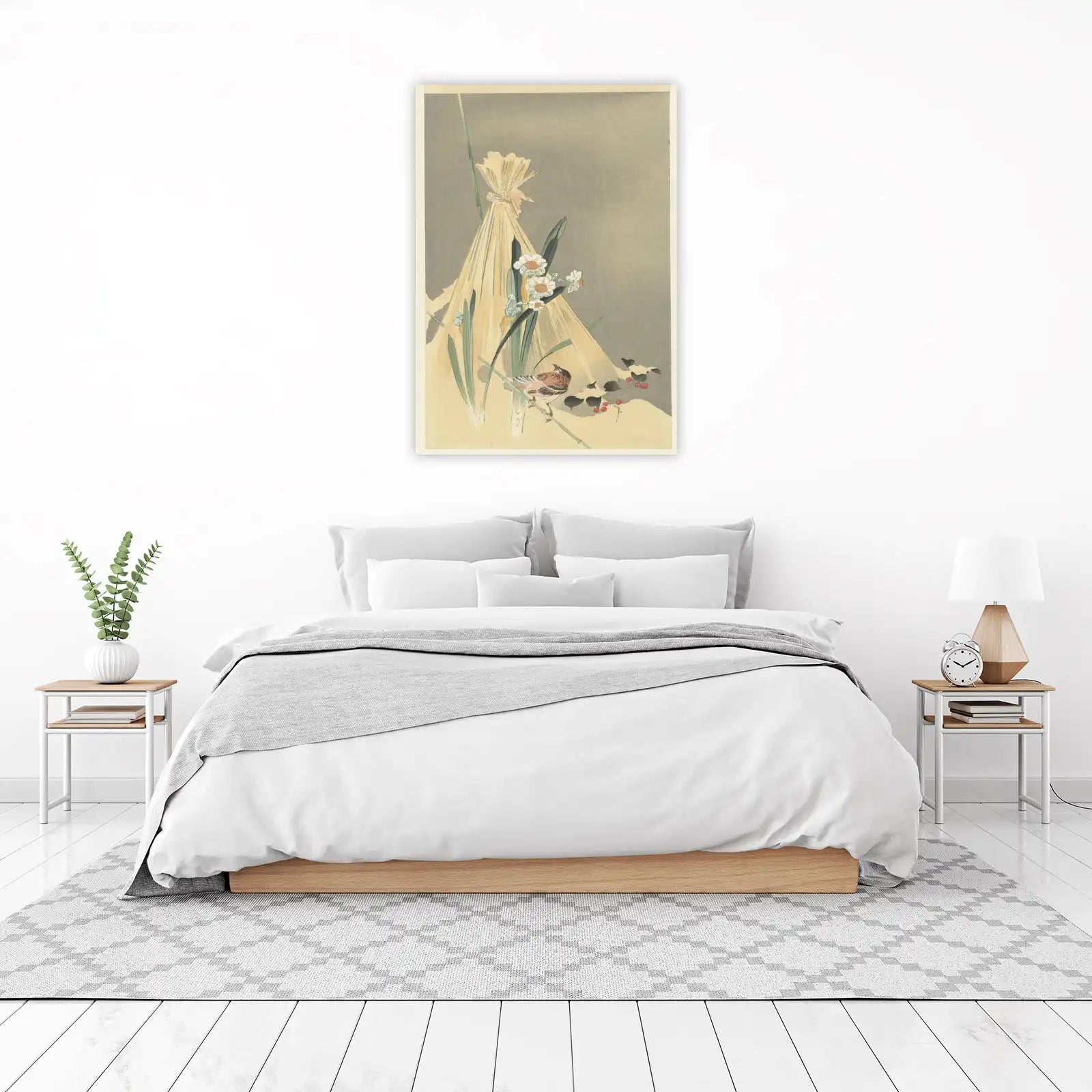 Serene Daffodils & Sparrow Wall Art