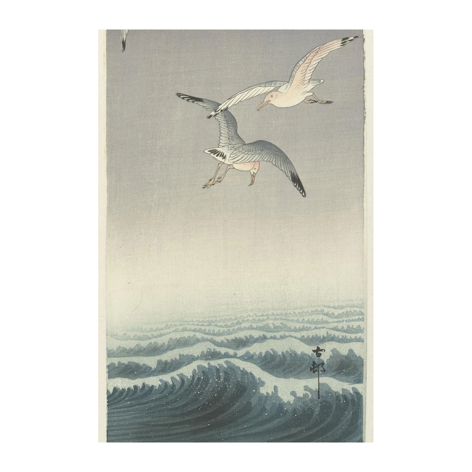 Seagulls Over Waves Japanese Art Wall Art