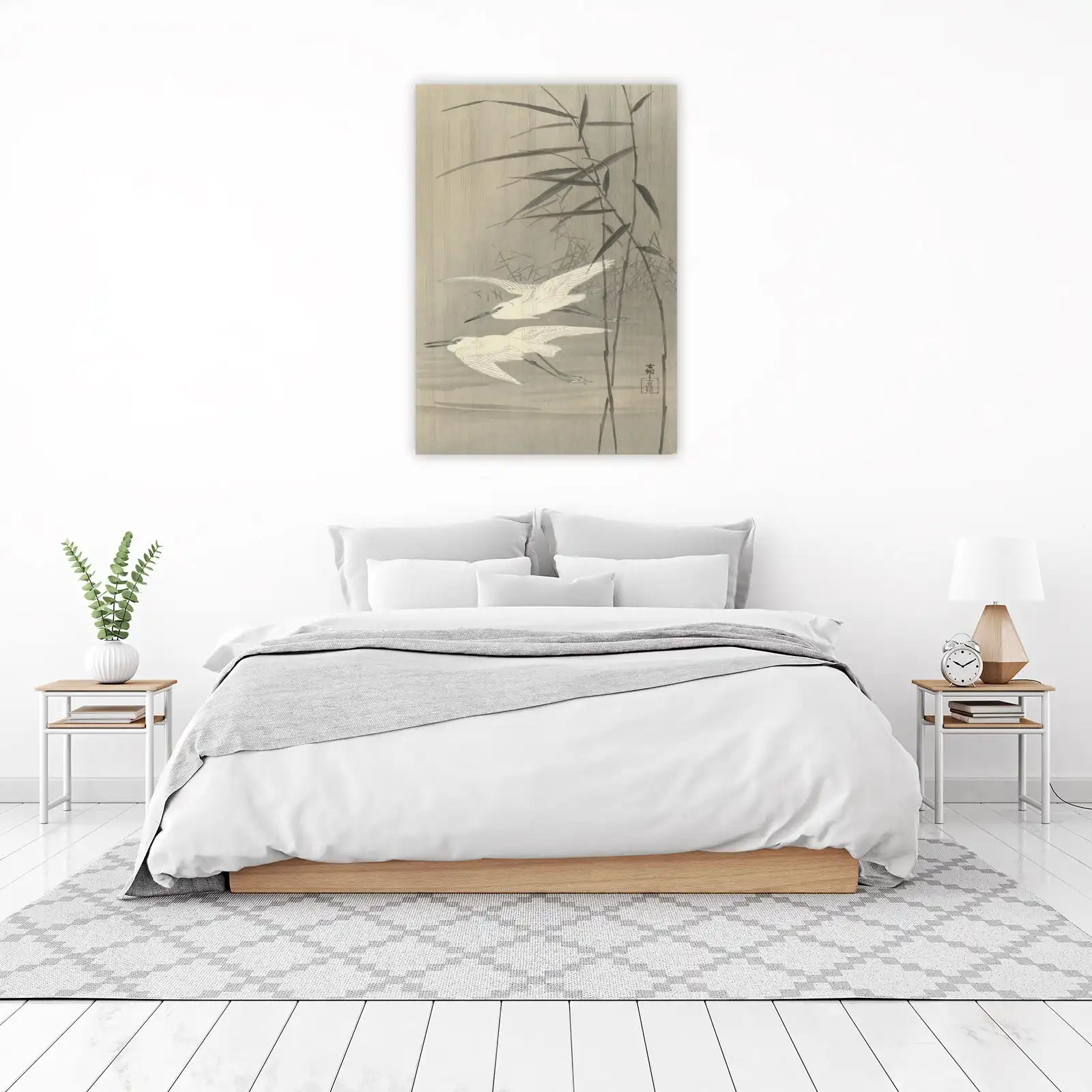 Serene Cranes Bamboo Forest Wall Art