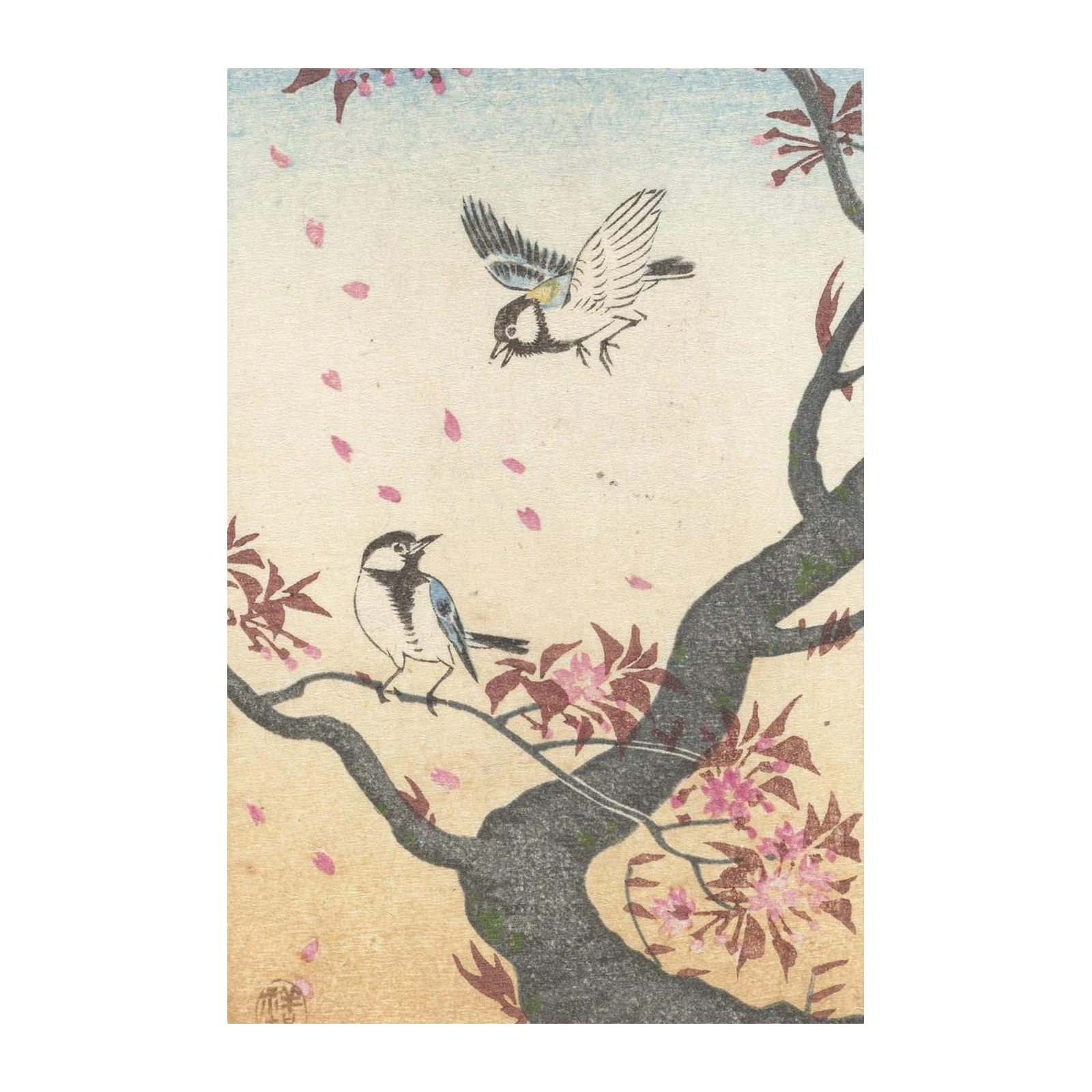 Serene Birds Cherry Blossom Wall Art