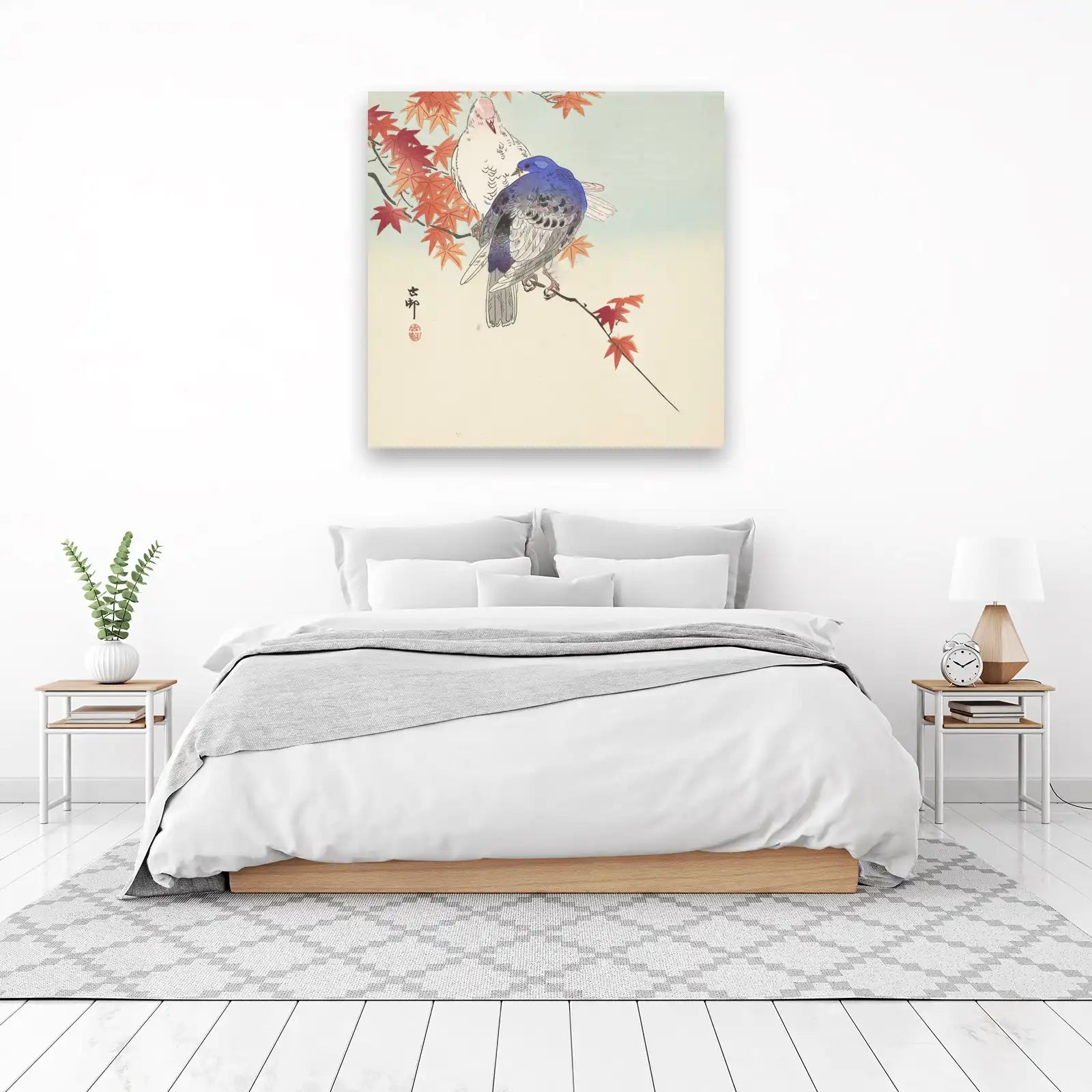 Japanese Birds & Maple Leaves Wall Art