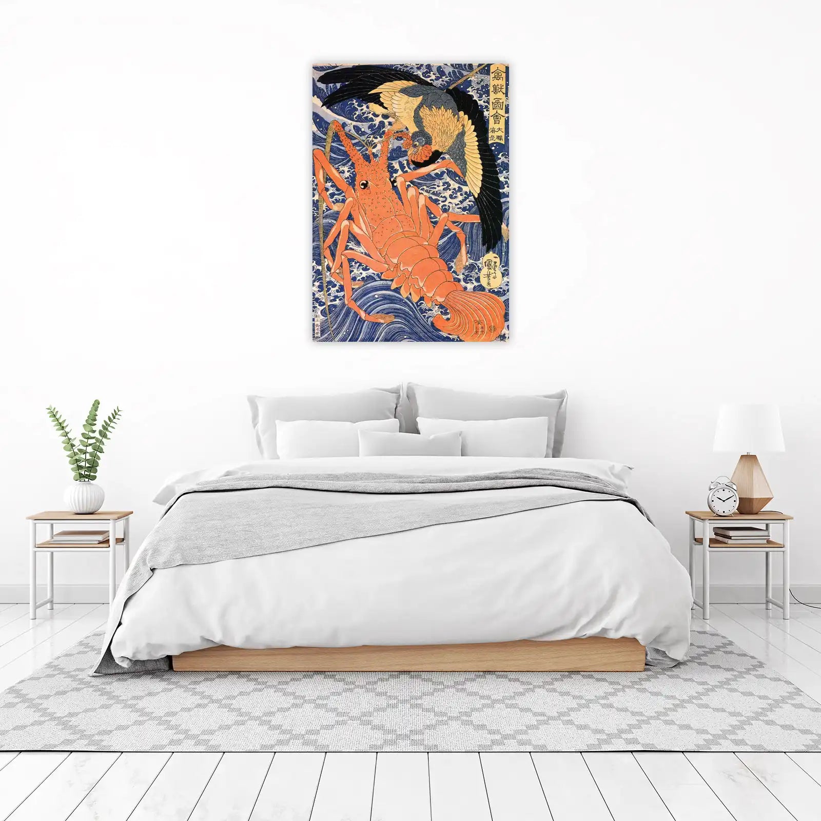 Vintage Lobster & Bird Japanese Art Wall Art