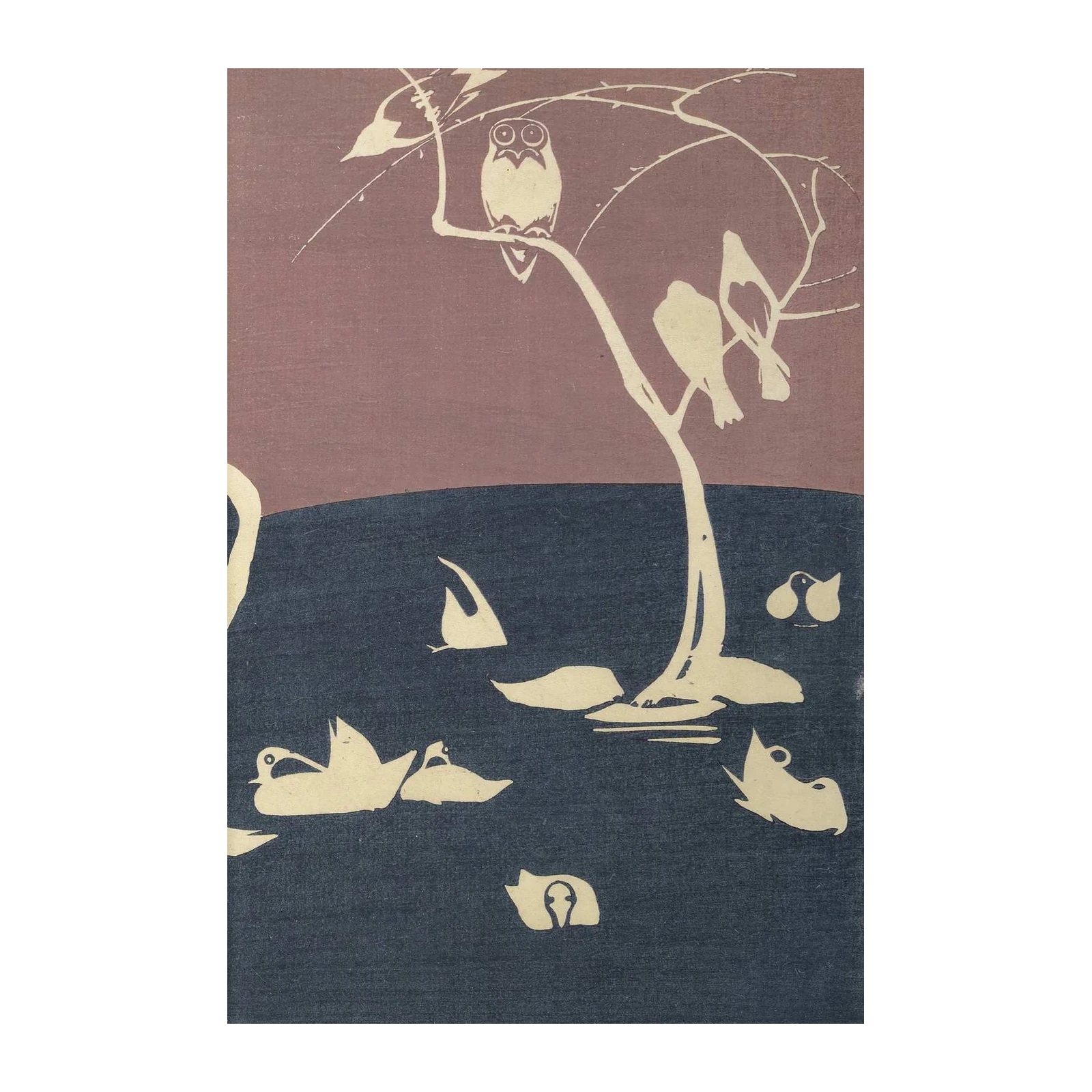 Serene Owl & Ducks Nature Wall Art