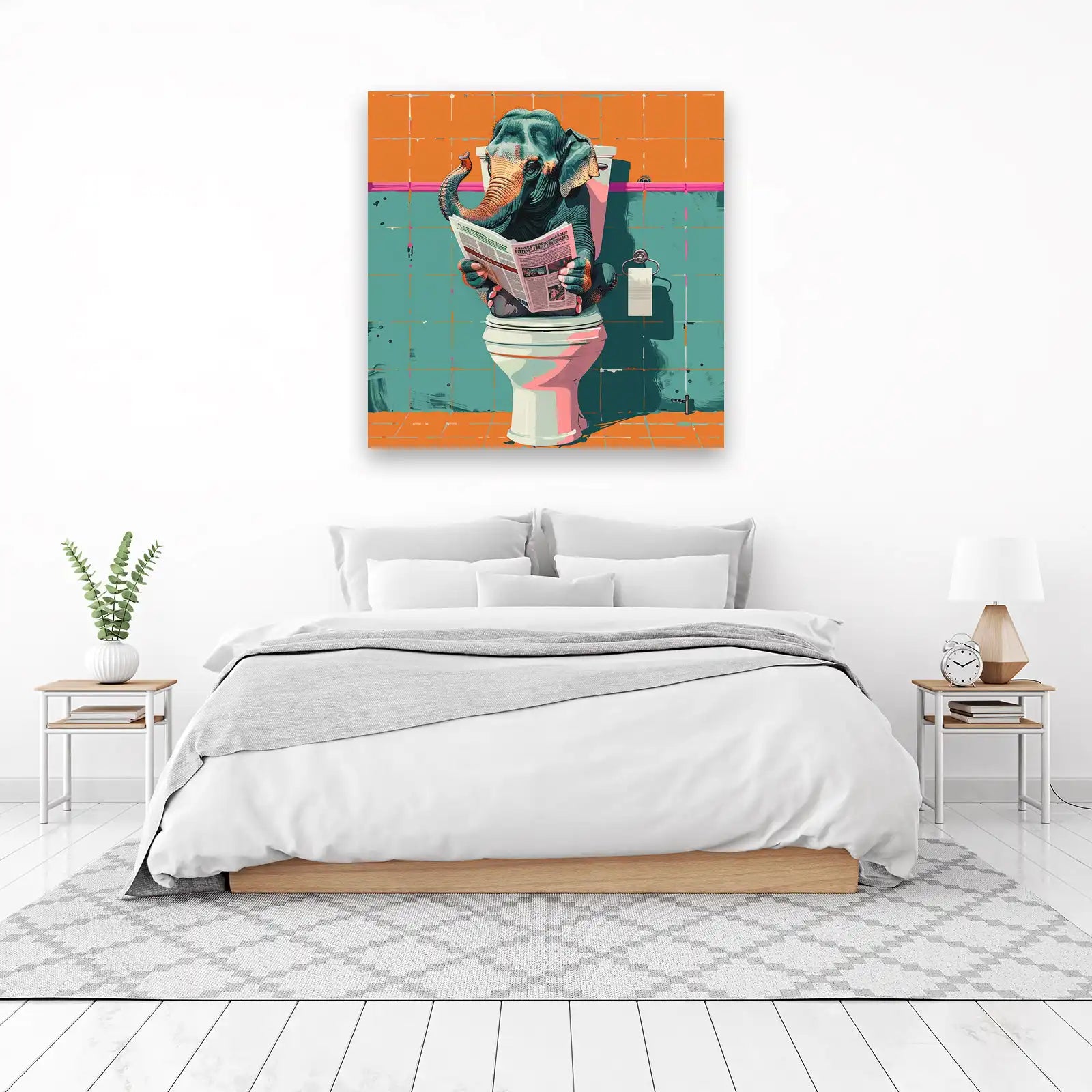 Humorous Elephant Reading Newspaper Wall Art