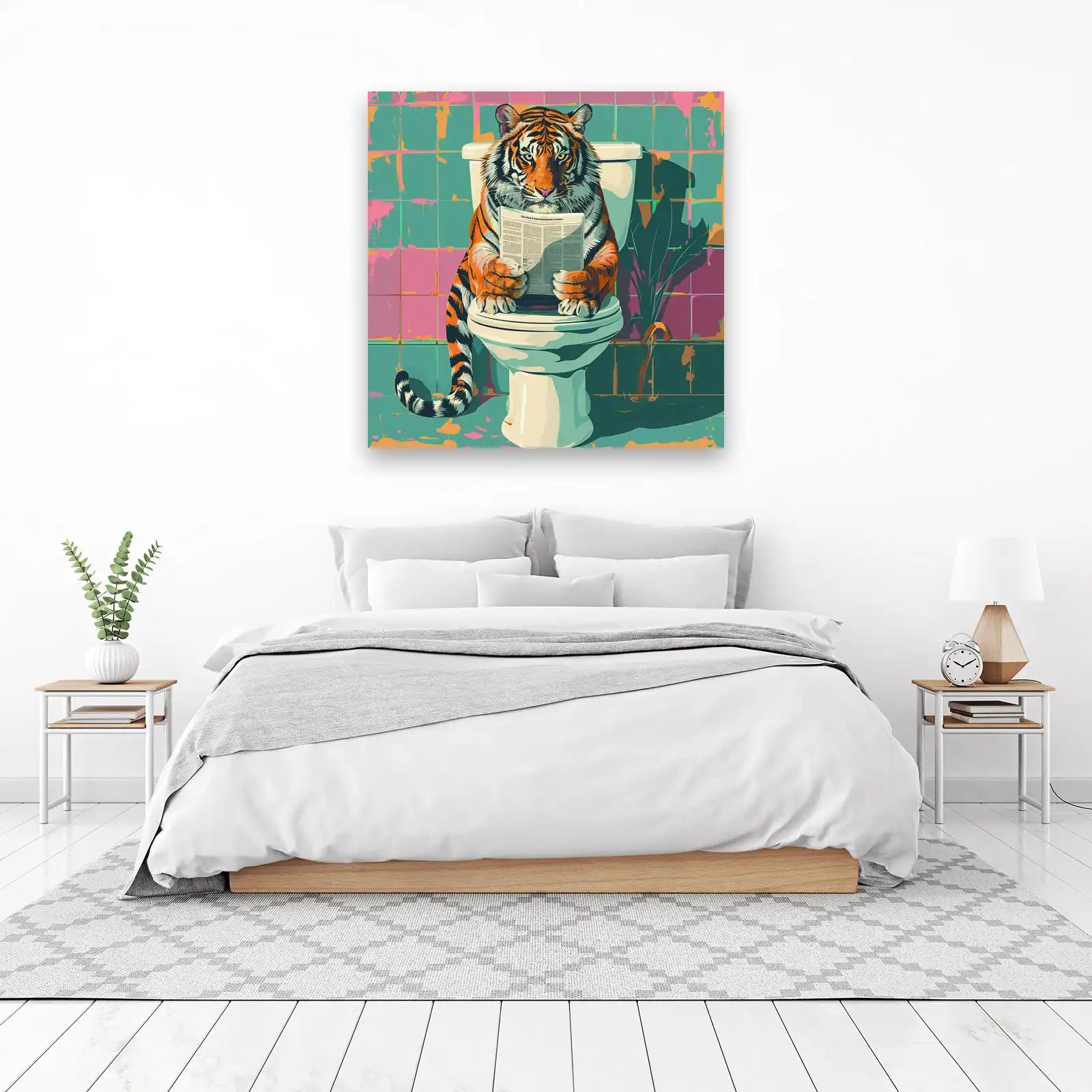 Playful Tiger Reading Newspaper Wall Art