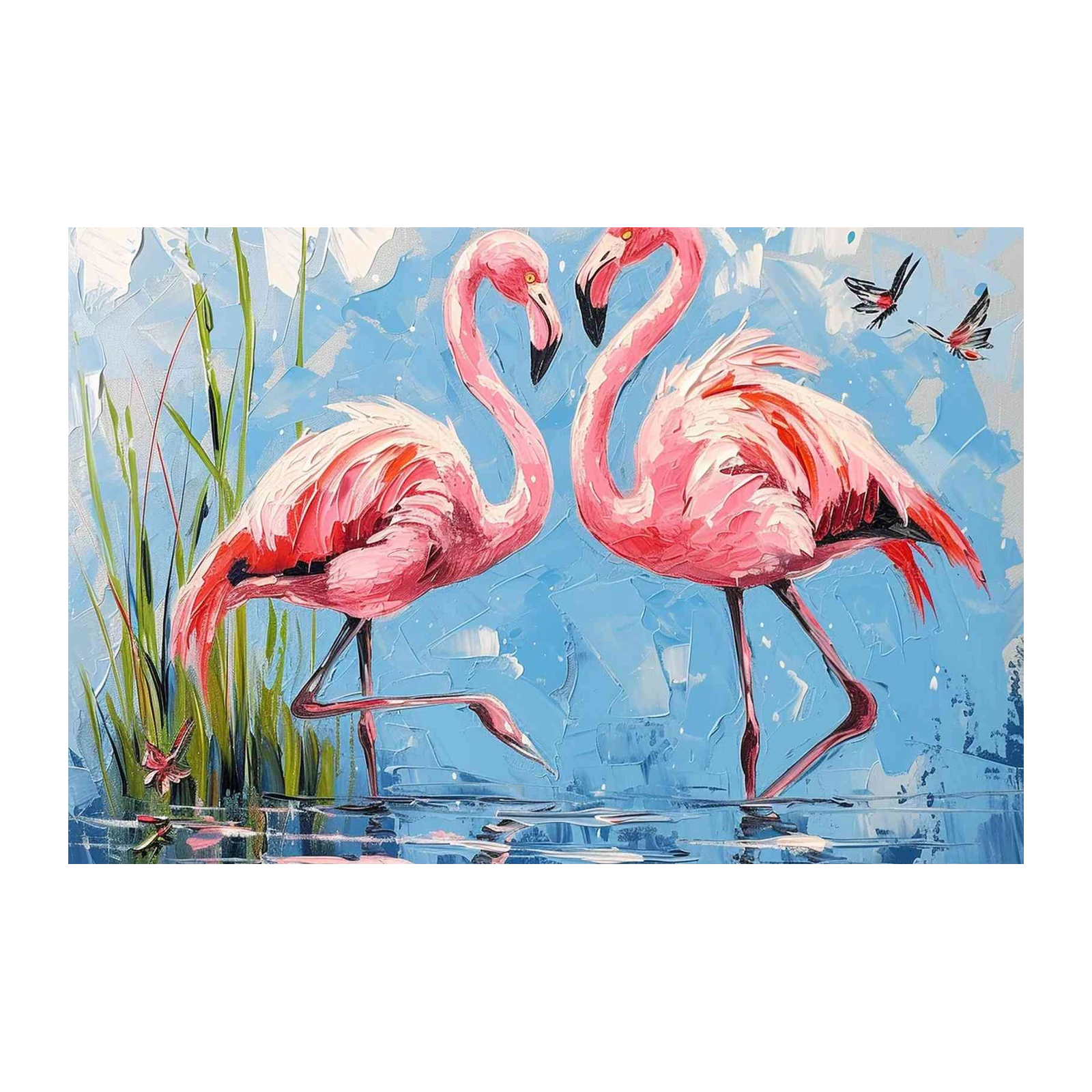 Vibrant Flamingos Pair Wall Art