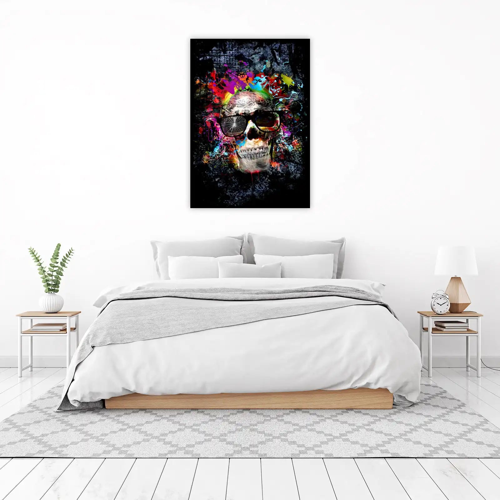 Vibrant Skull with Sunglasses Wall Art