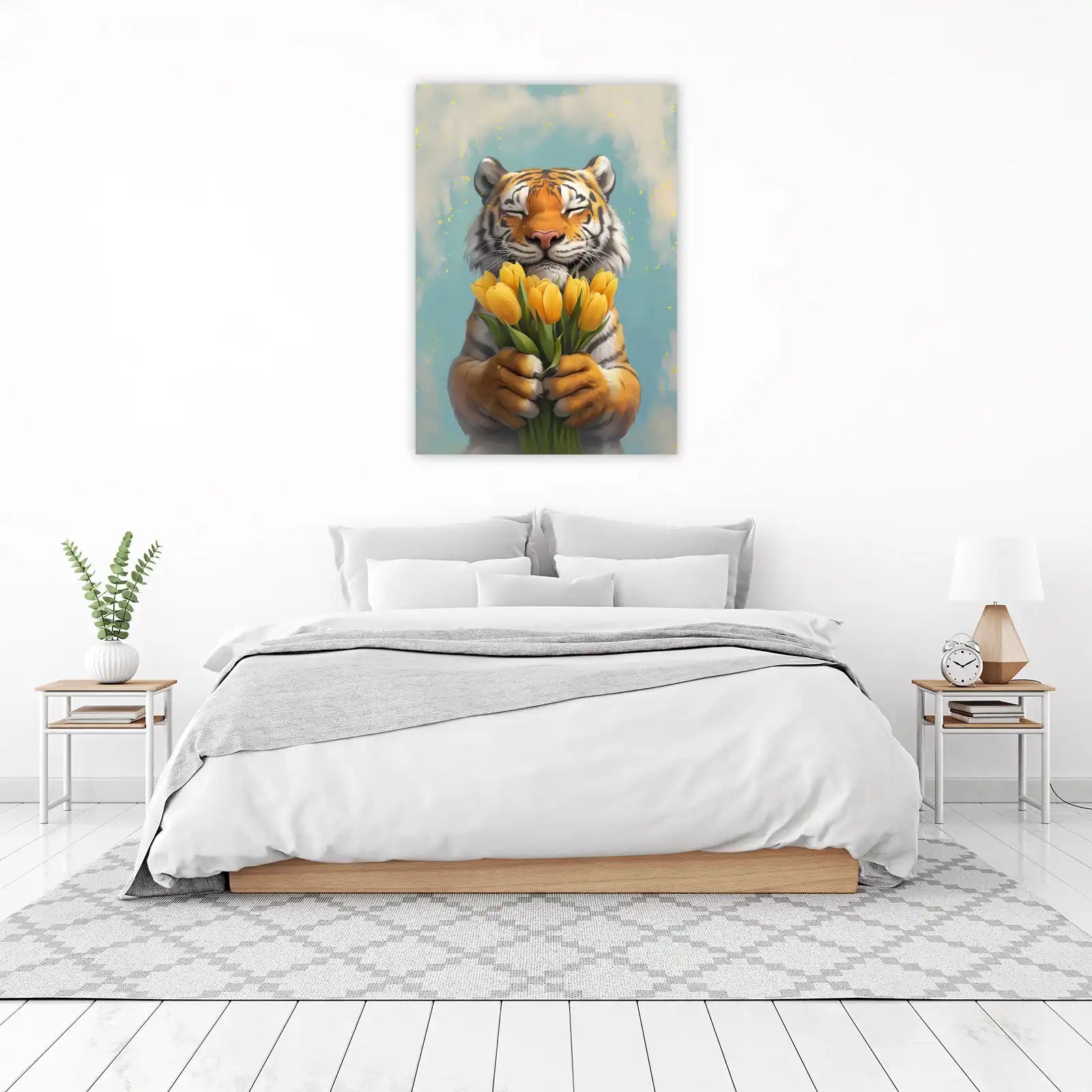 Gentle Tiger with Tulips Wall Art