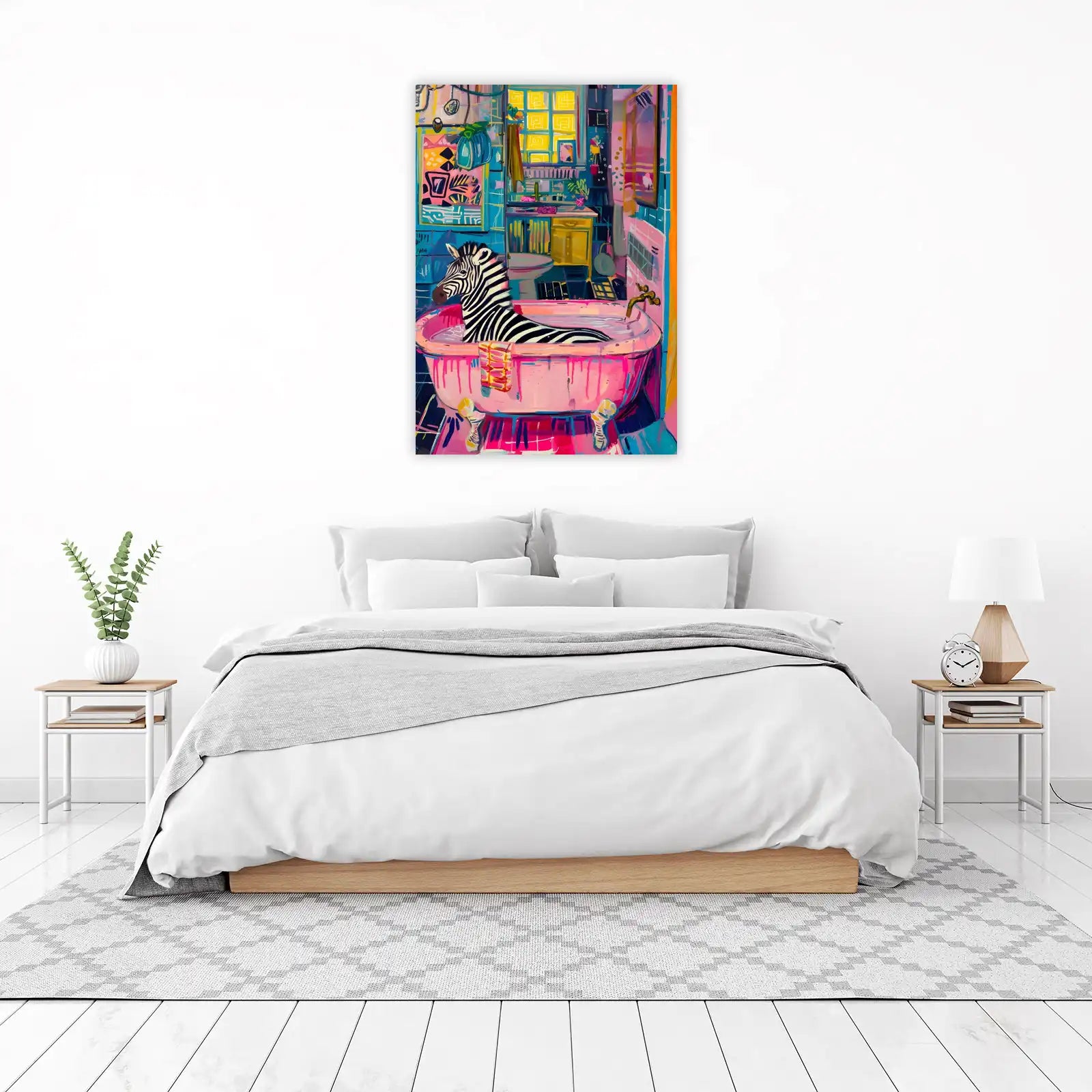 Whimsical Zebra Bath Abstract Pop Art Wall Art