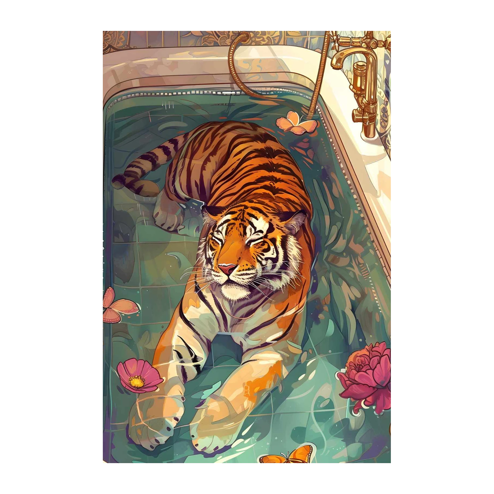 Majestic Tiger Bath Art Wall Art