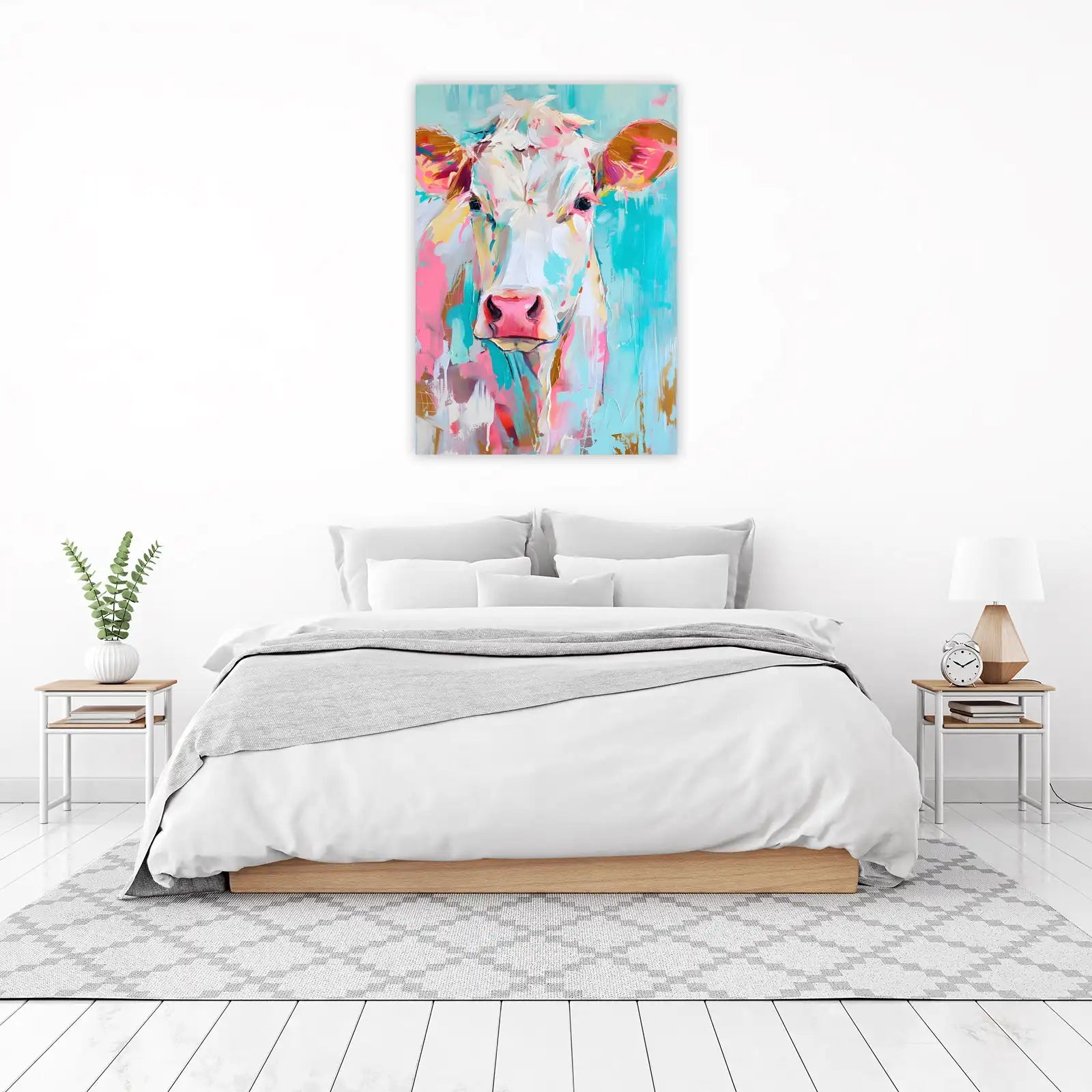 Vibrant Abstract Cow Wall Art - Farmhouse Decor