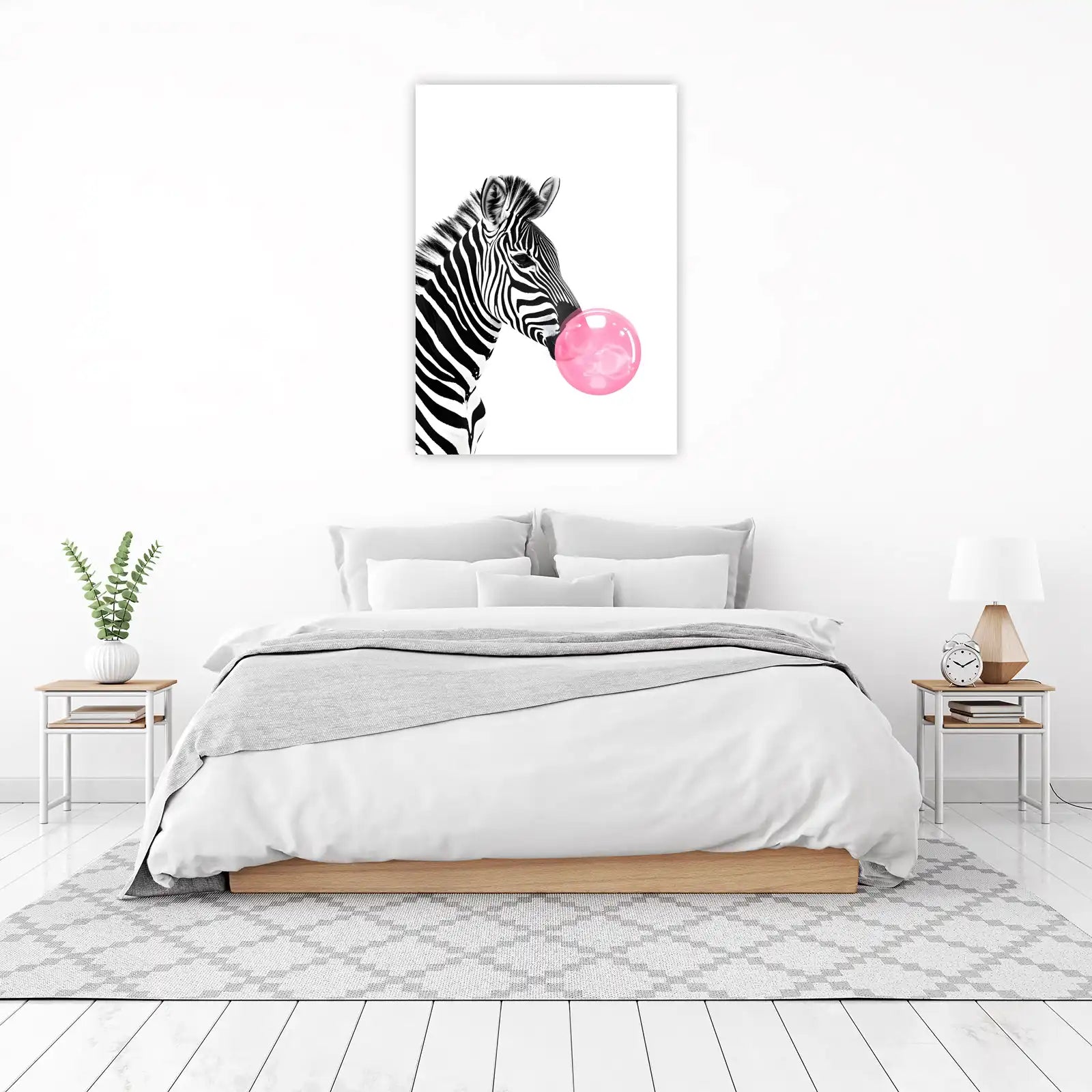 Playful Zebra Bubblegum Pop Art Wall Art