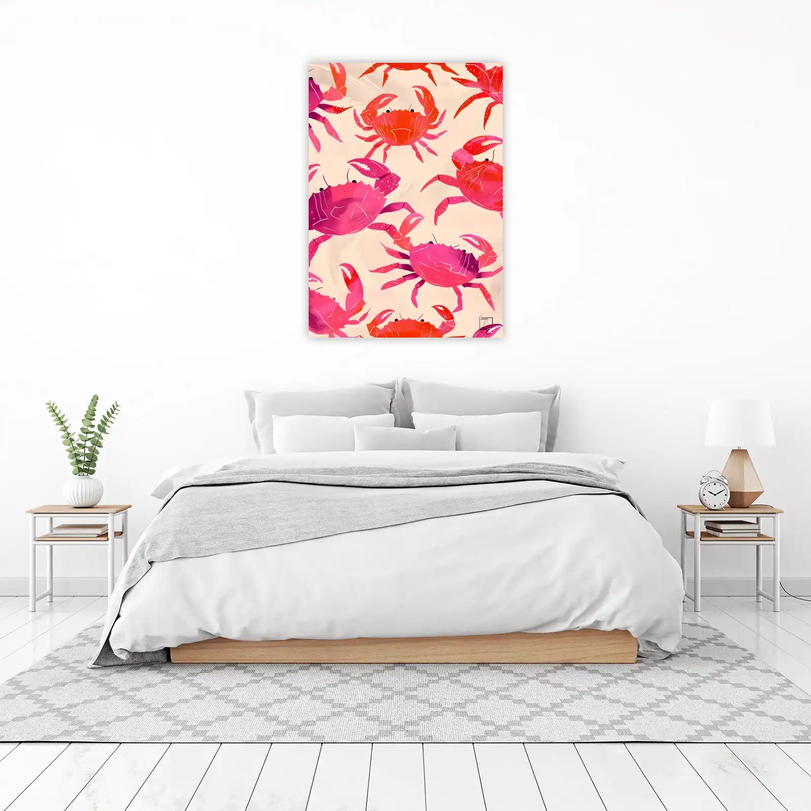 Vibrant Crab Pattern Beach Wall Art