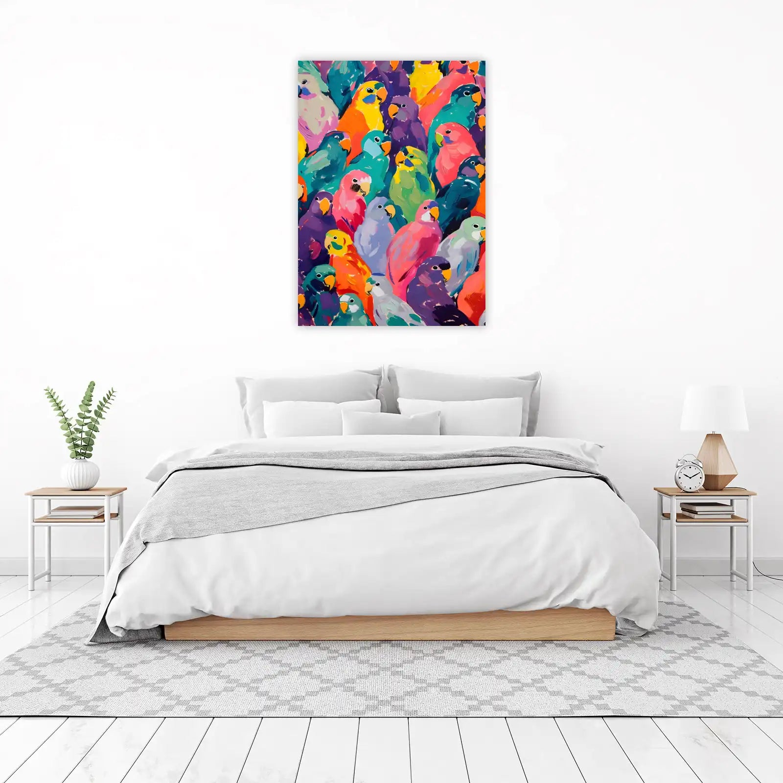 Vibrant Parrot Flock Wall Art - Tropical Wall Art