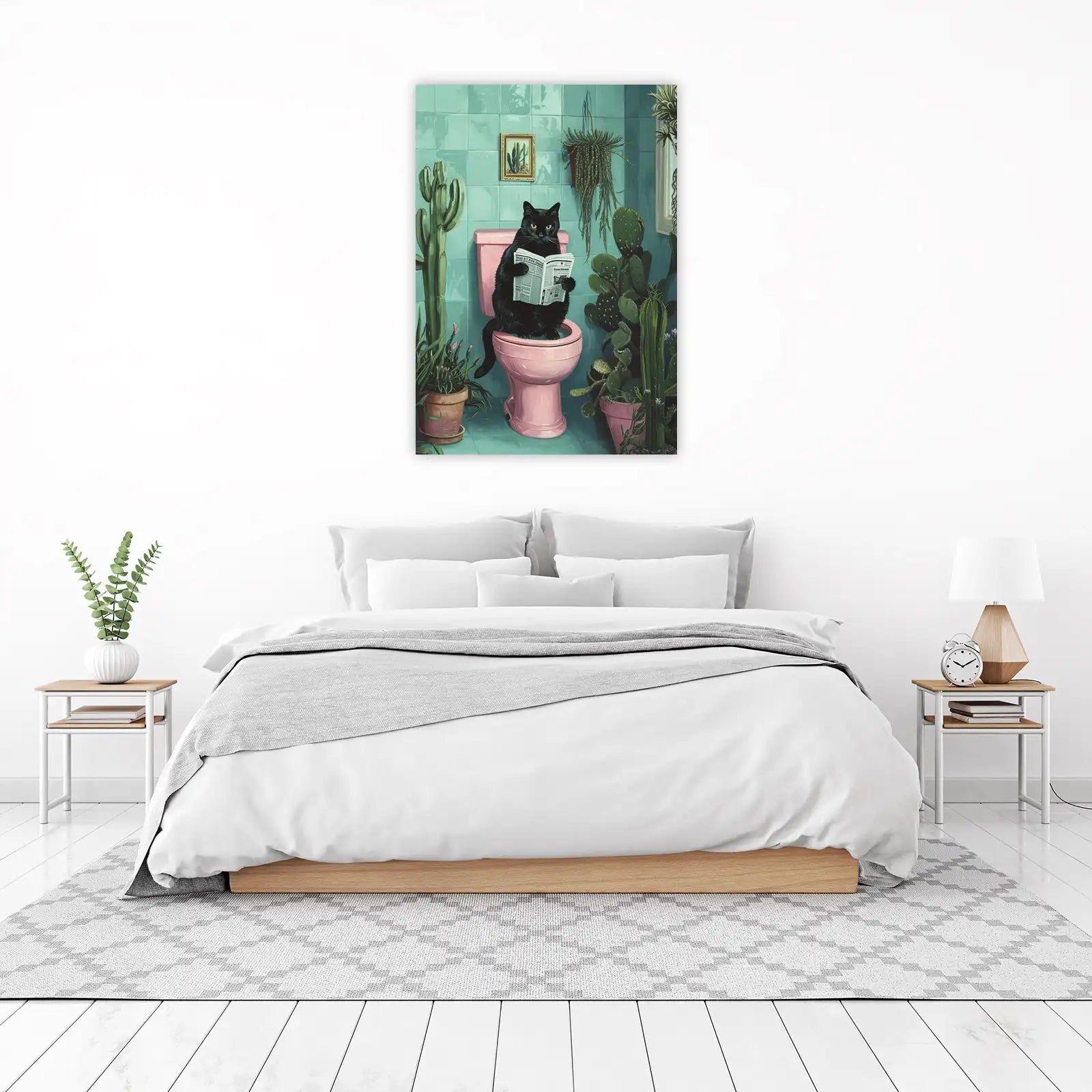 Black Cat Reading Newspaper Wall Art
