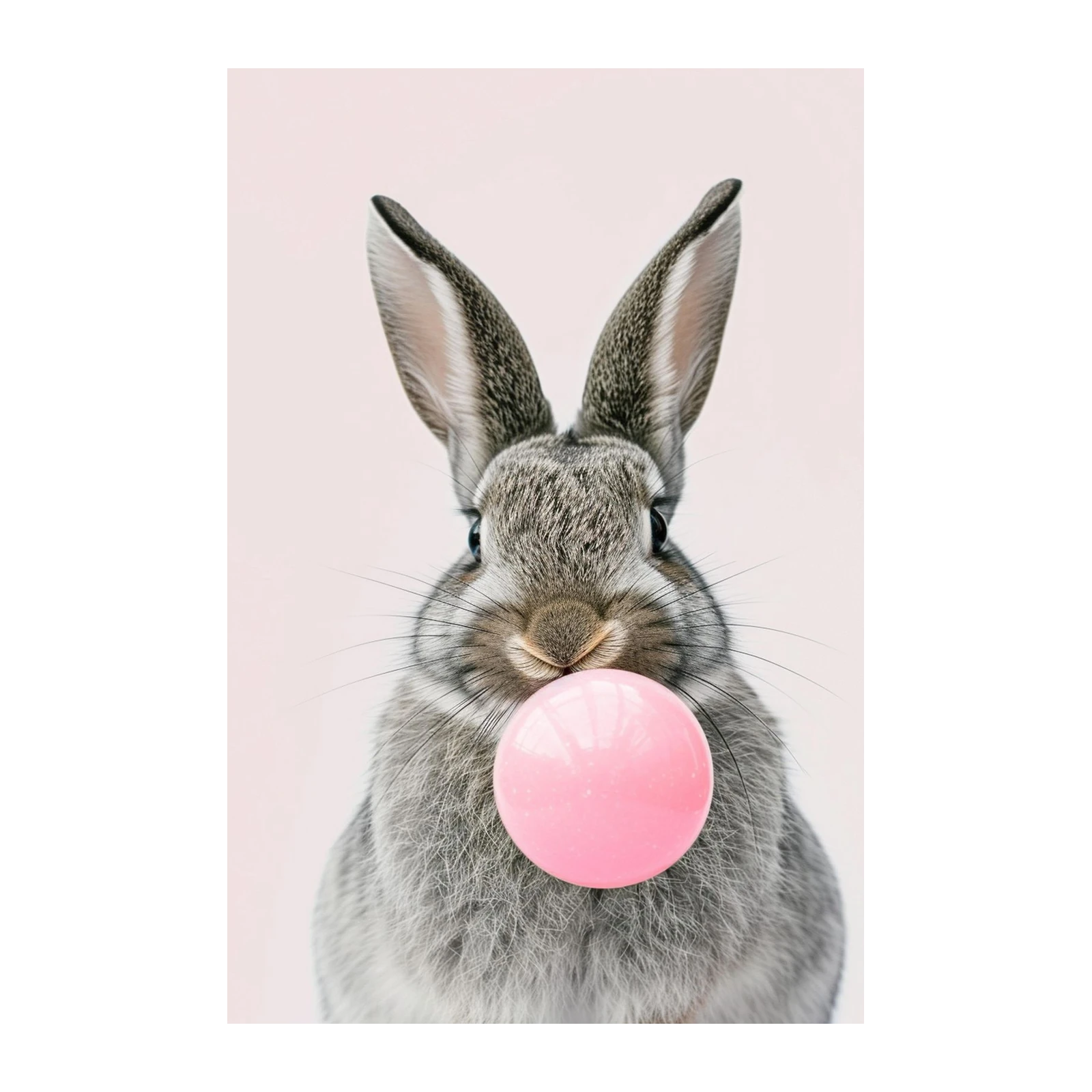 Cute Bunny Blowing Bubble Gum Wall Art