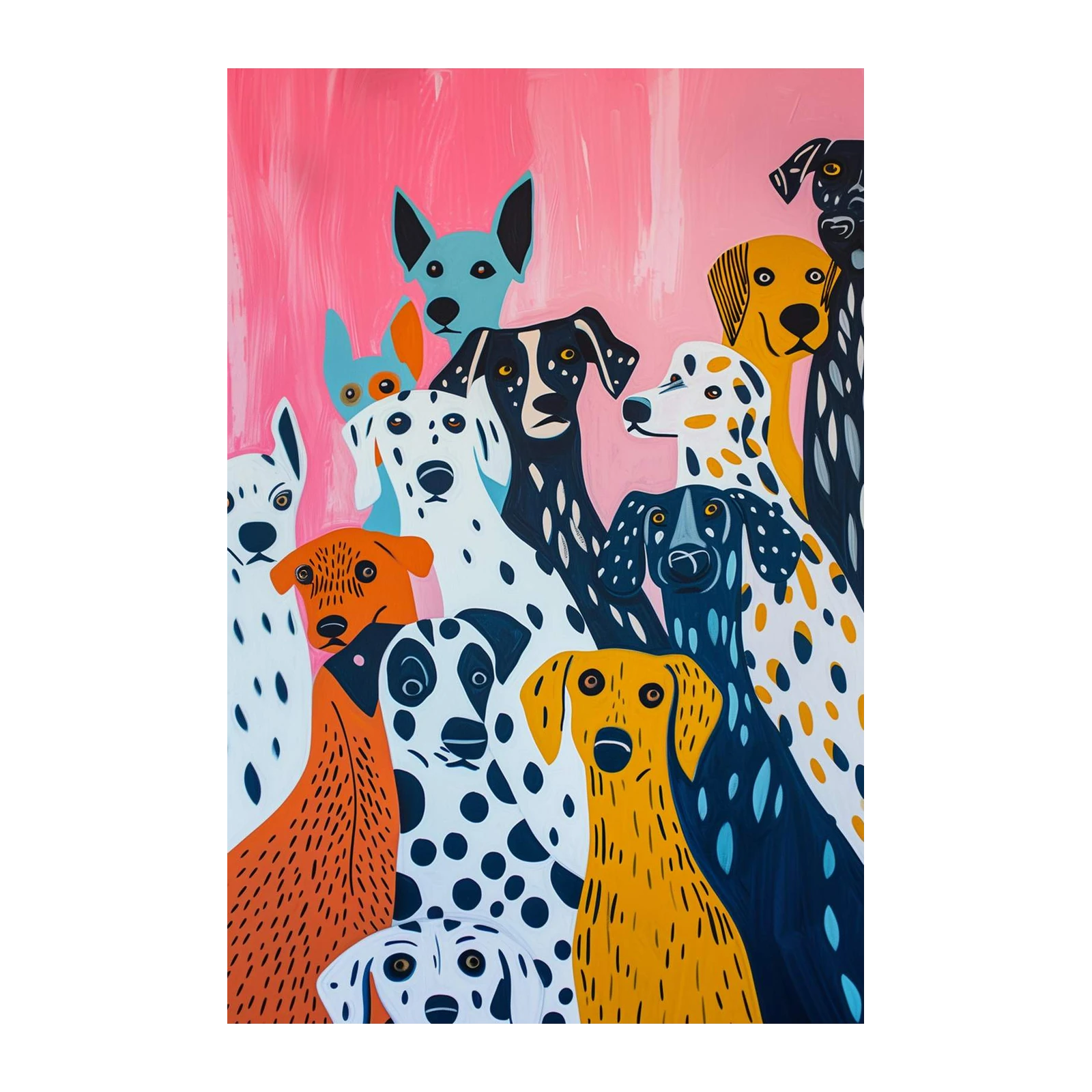 Playful Dog Pack Modern Art Wall Art