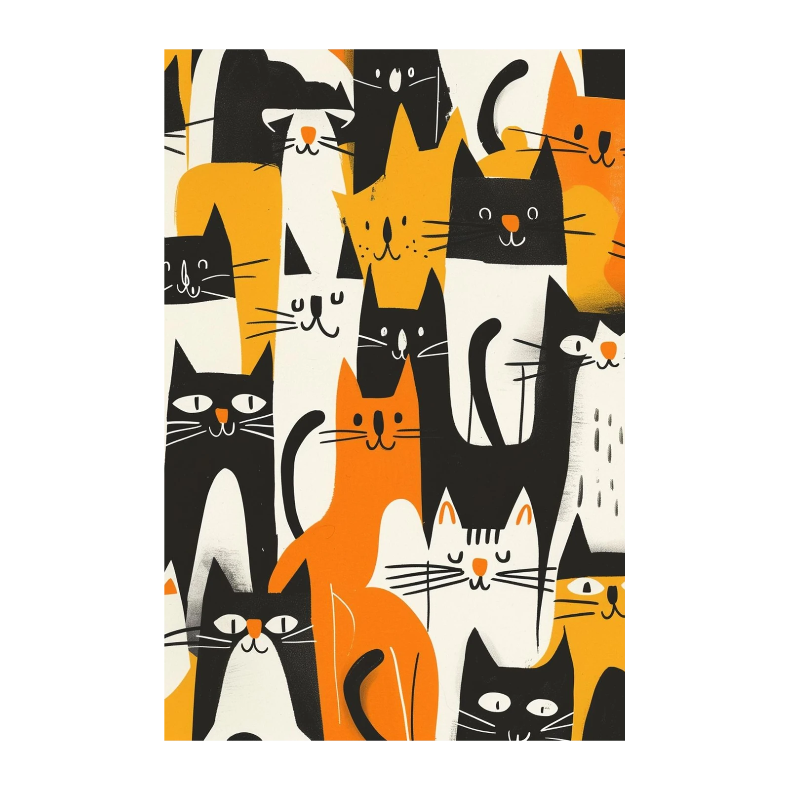 Whimsical Cat Crowd Wall Art