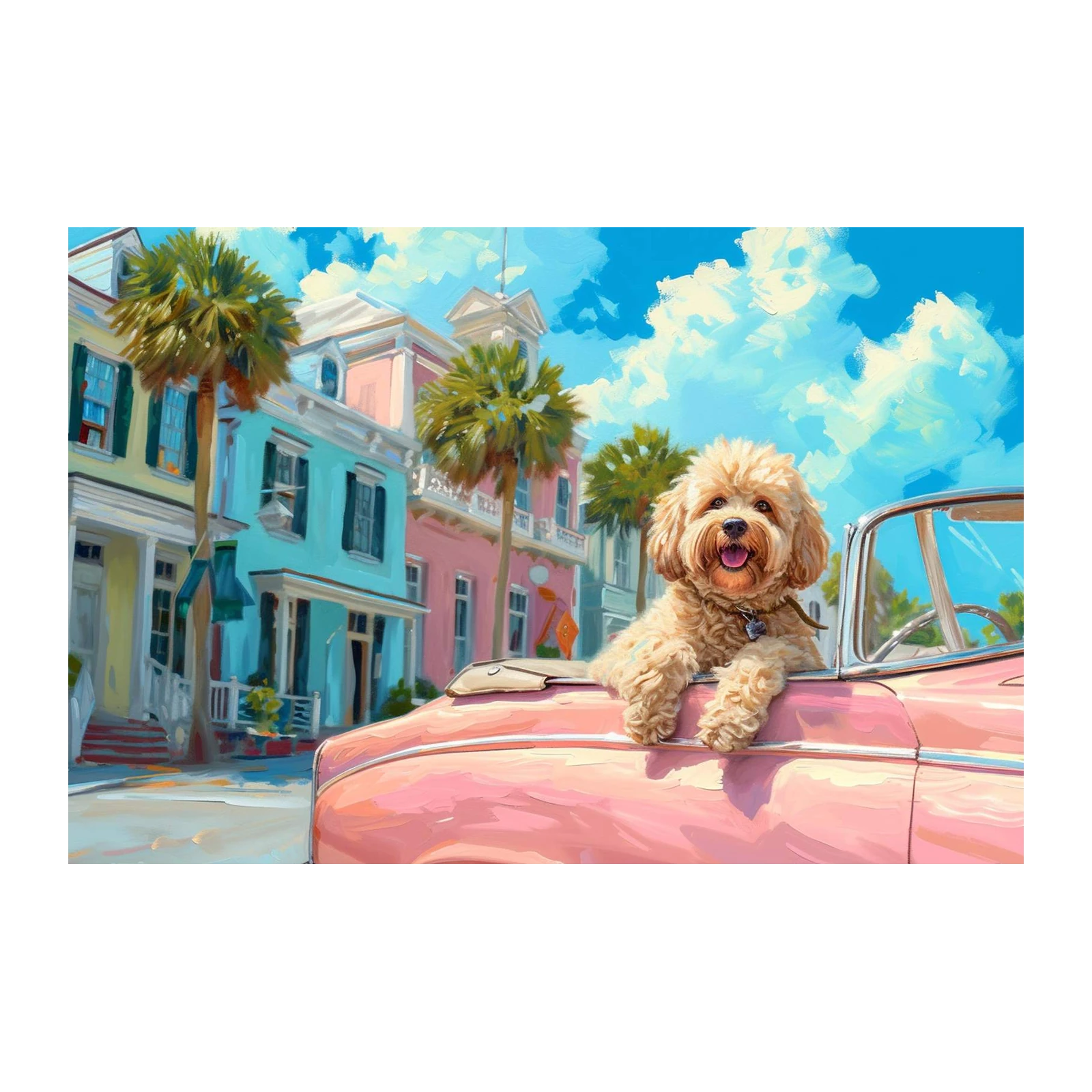 Happy Dog Convertible Pastel Street Wall Art